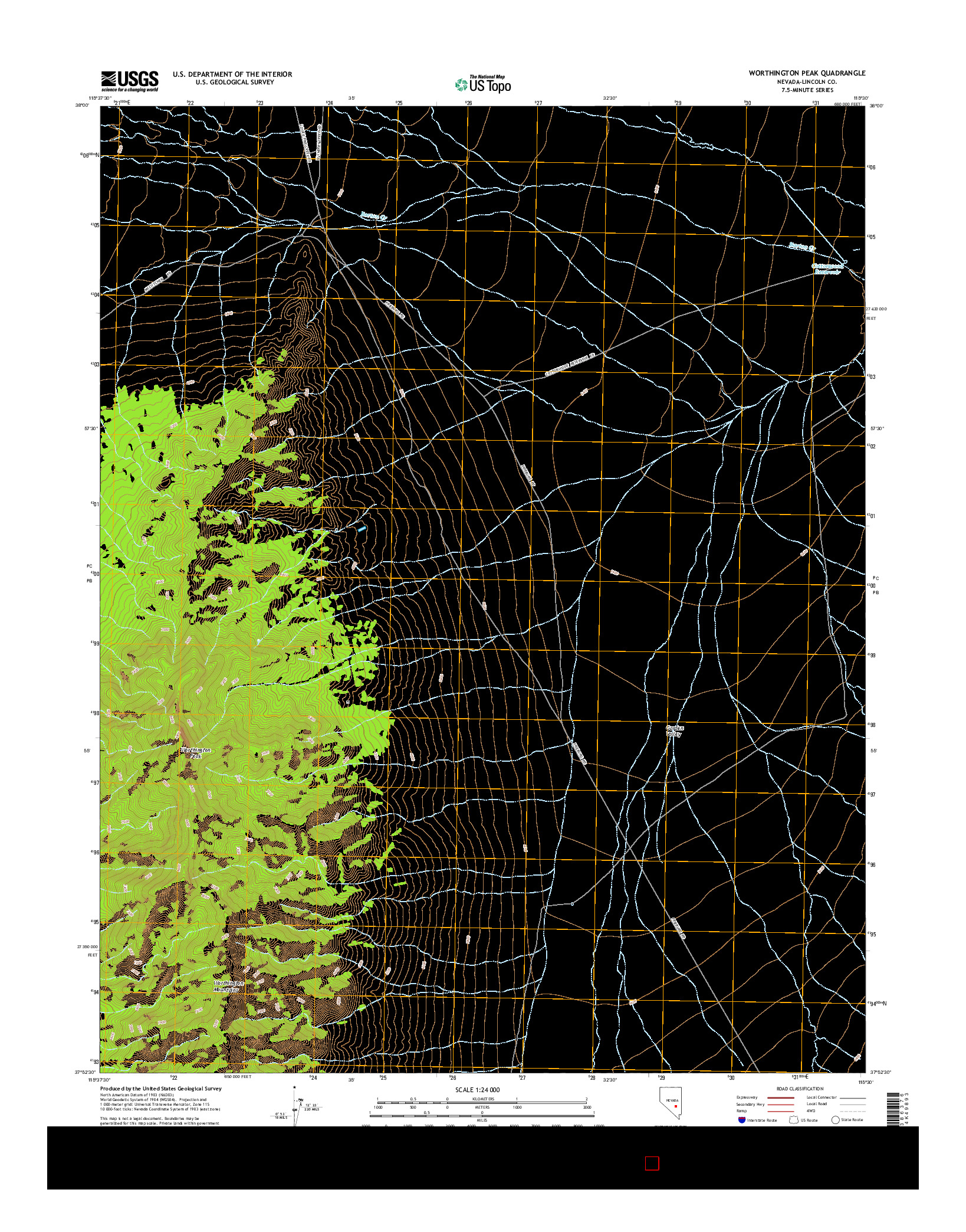 USGS US TOPO 7.5-MINUTE MAP FOR WORTHINGTON PEAK, NV 2015