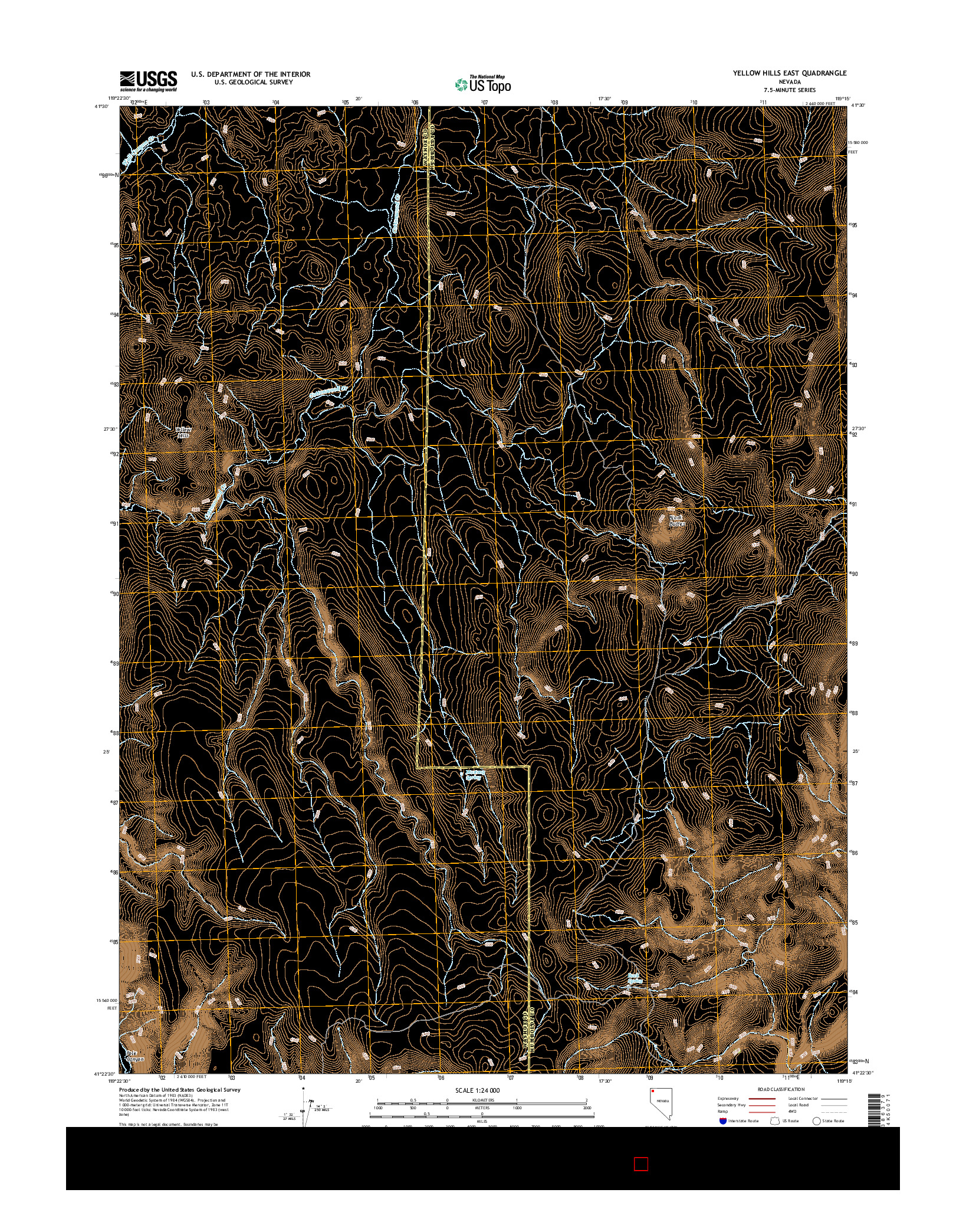 USGS US TOPO 7.5-MINUTE MAP FOR YELLOW HILLS EAST, NV 2015