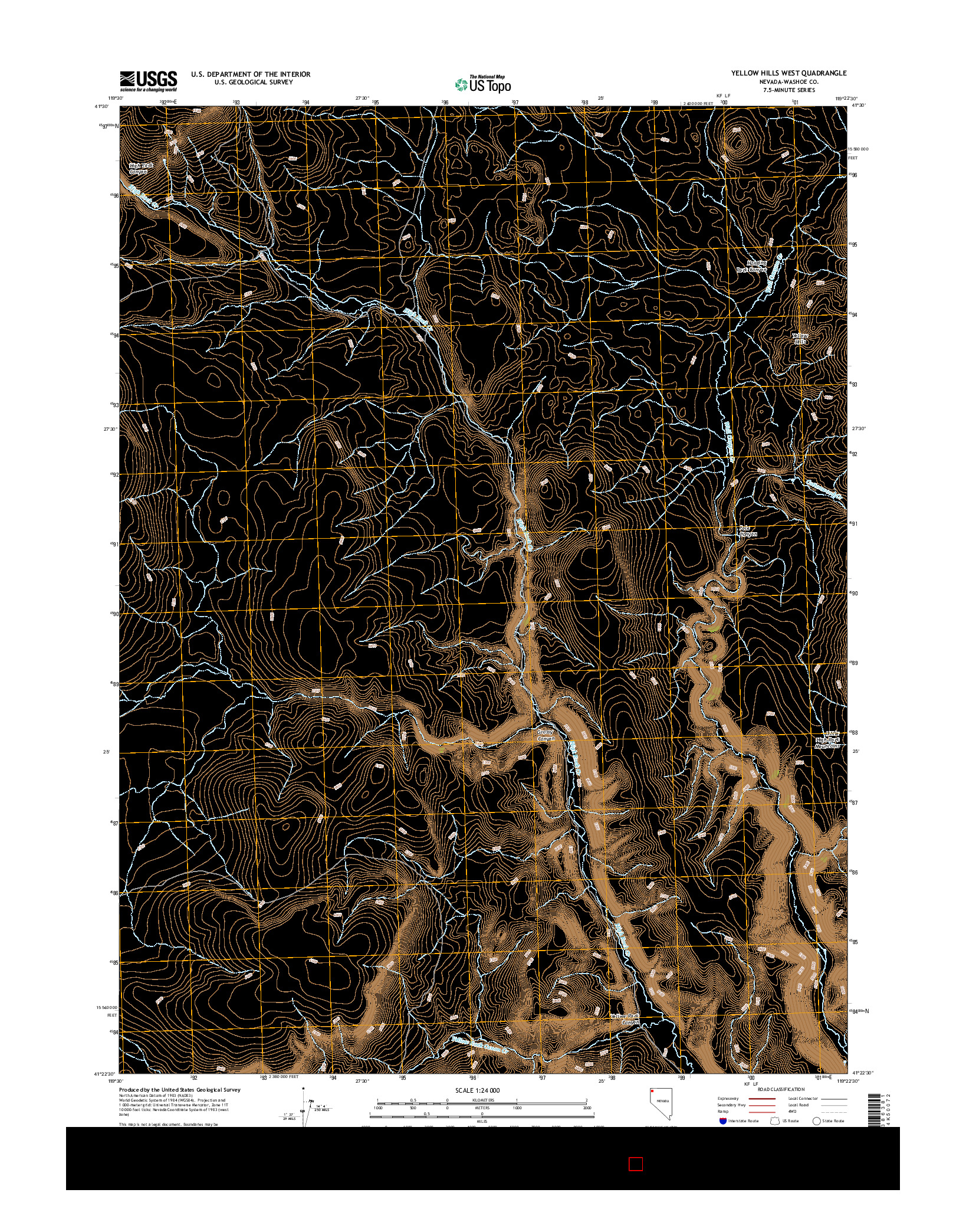 USGS US TOPO 7.5-MINUTE MAP FOR YELLOW HILLS WEST, NV 2015