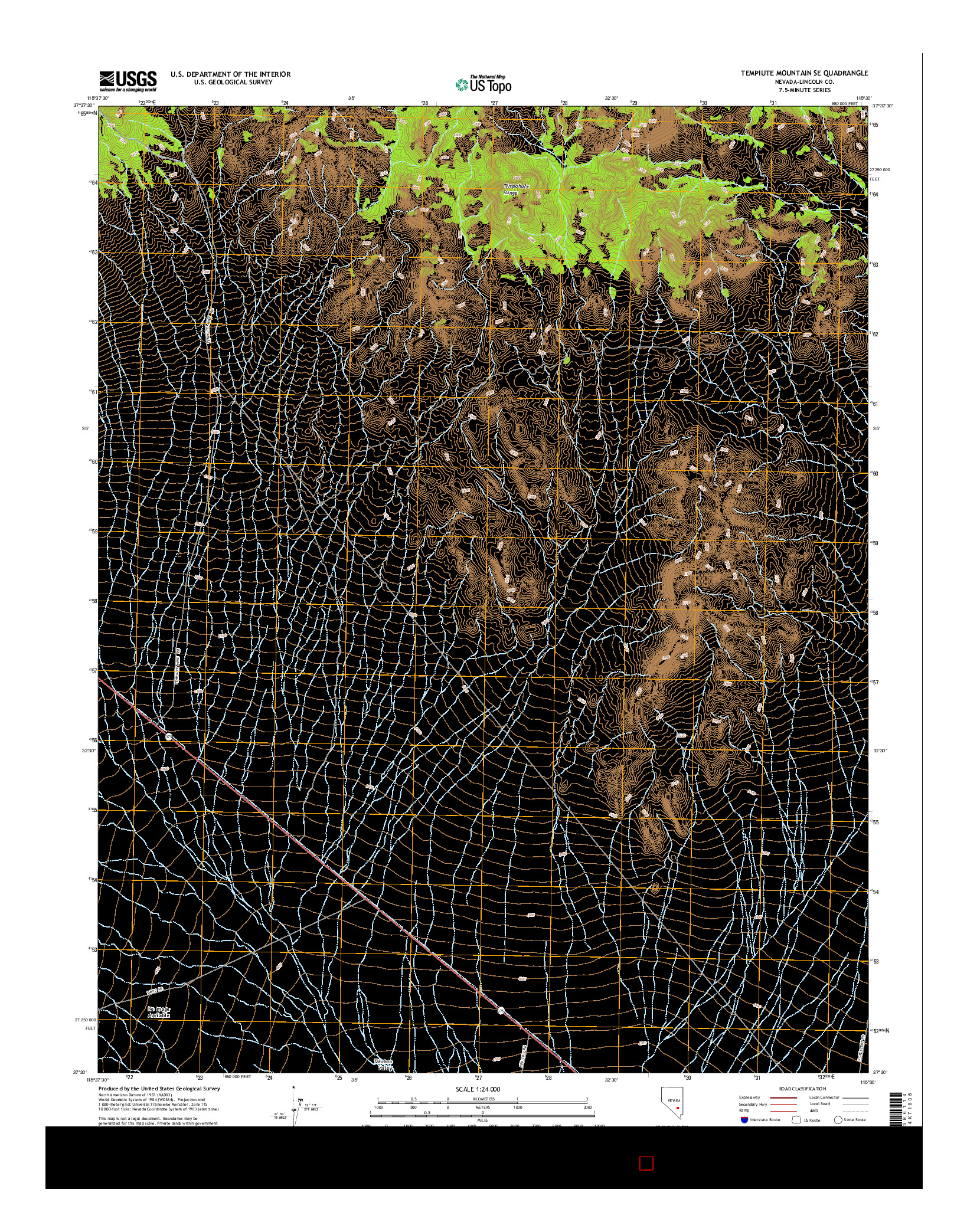 USGS US TOPO 7.5-MINUTE MAP FOR TEMPIUTE MOUNTAIN SE, NV 2015