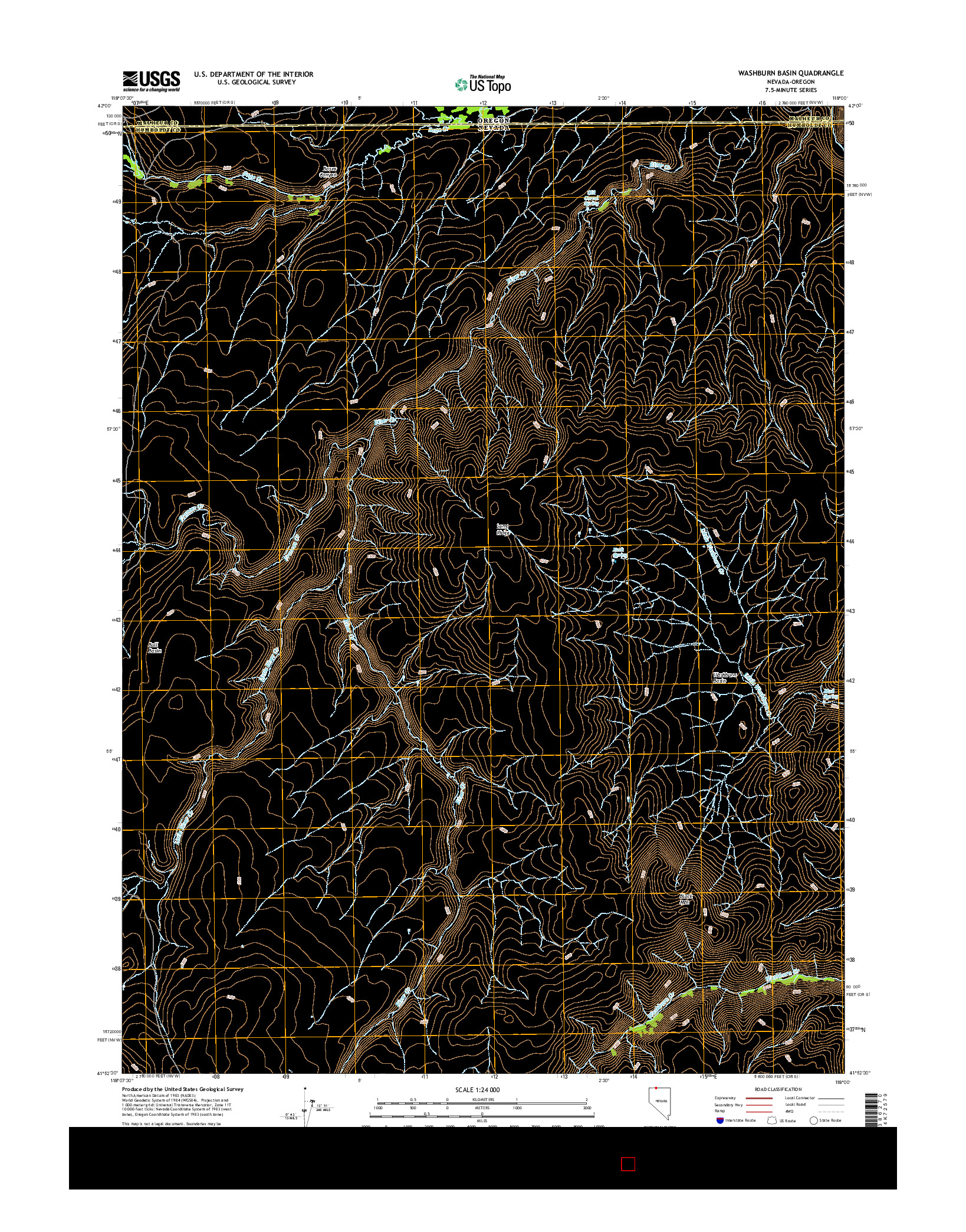 USGS US TOPO 7.5-MINUTE MAP FOR WASHBURN BASIN, NV-OR 2015