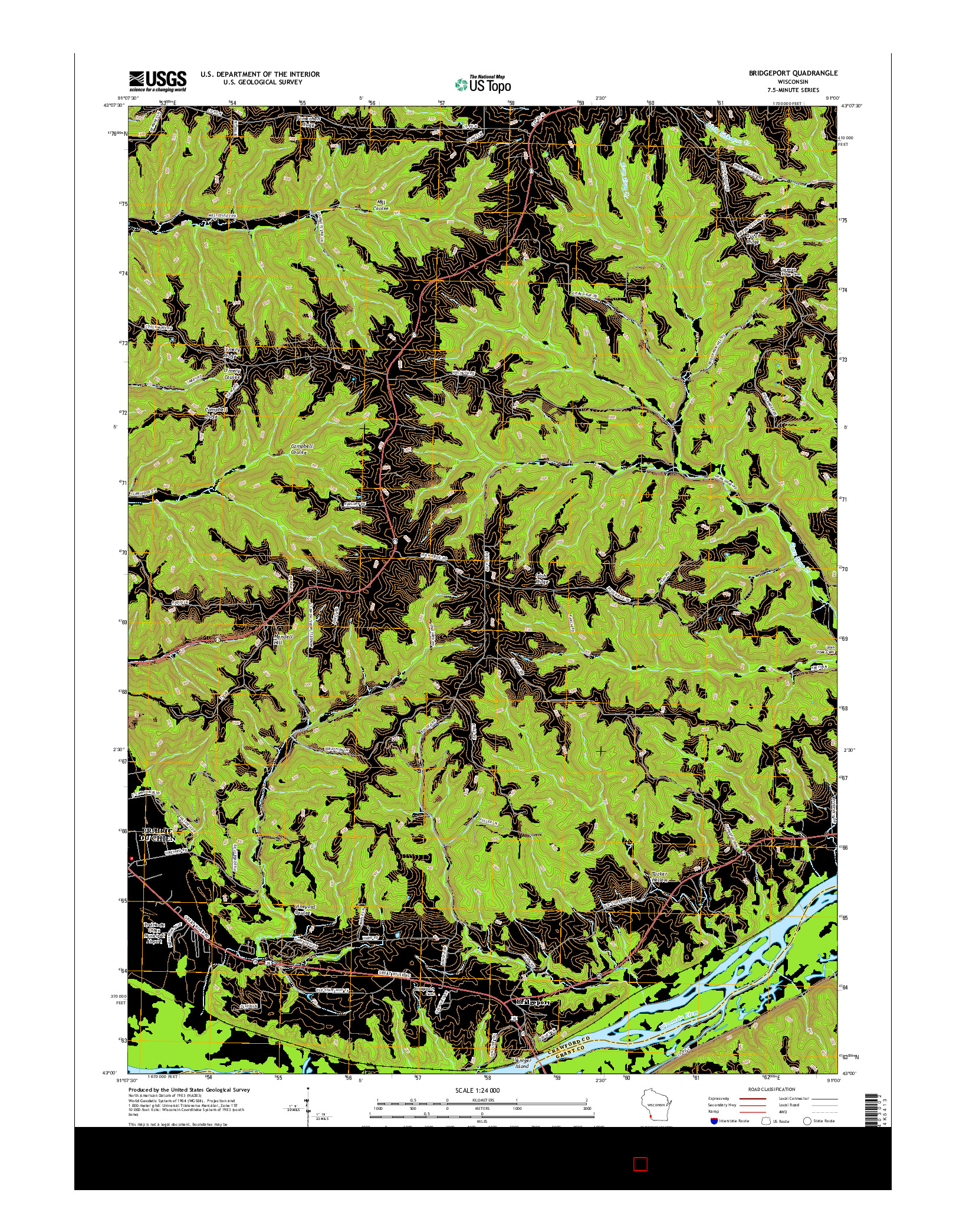 USGS US TOPO 7.5-MINUTE MAP FOR BRIDGEPORT, WI 2015
