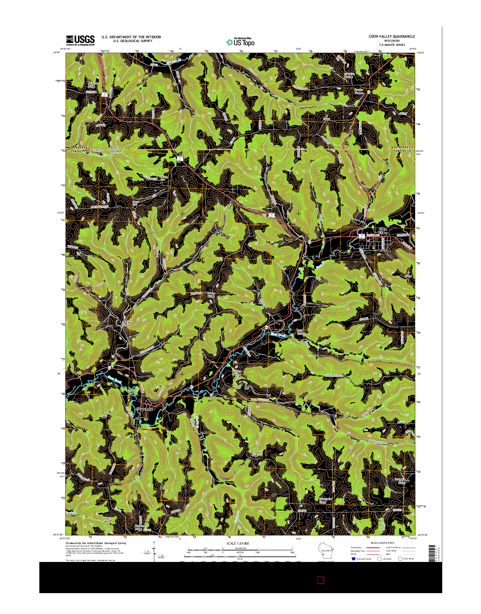USGS US TOPO 7.5-MINUTE MAP FOR COON VALLEY, WI 2015