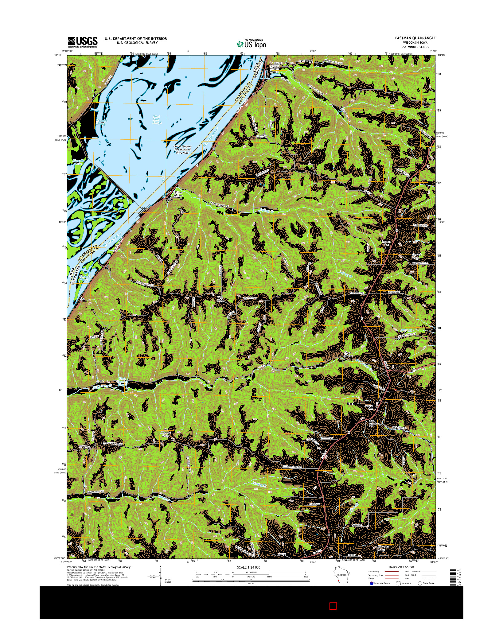 USGS US TOPO 7.5-MINUTE MAP FOR EASTMAN, WI-IA 2015