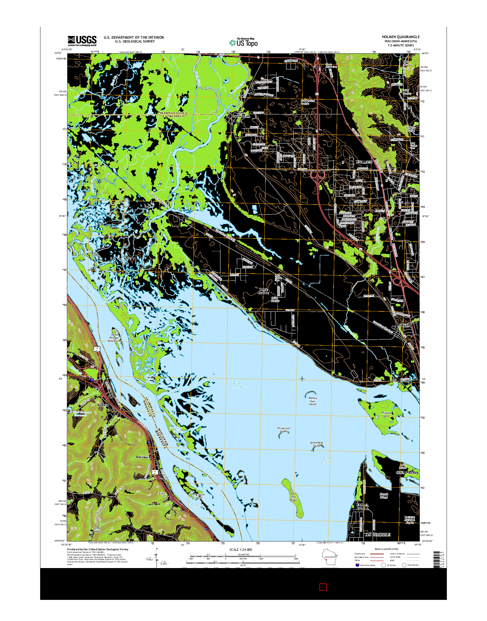 USGS US TOPO 7.5-MINUTE MAP FOR HOLMEN, WI-MN 2015