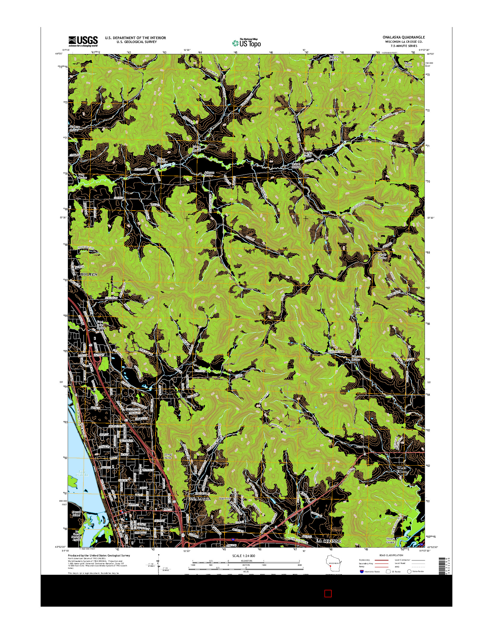 USGS US TOPO 7.5-MINUTE MAP FOR ONALASKA, WI 2015