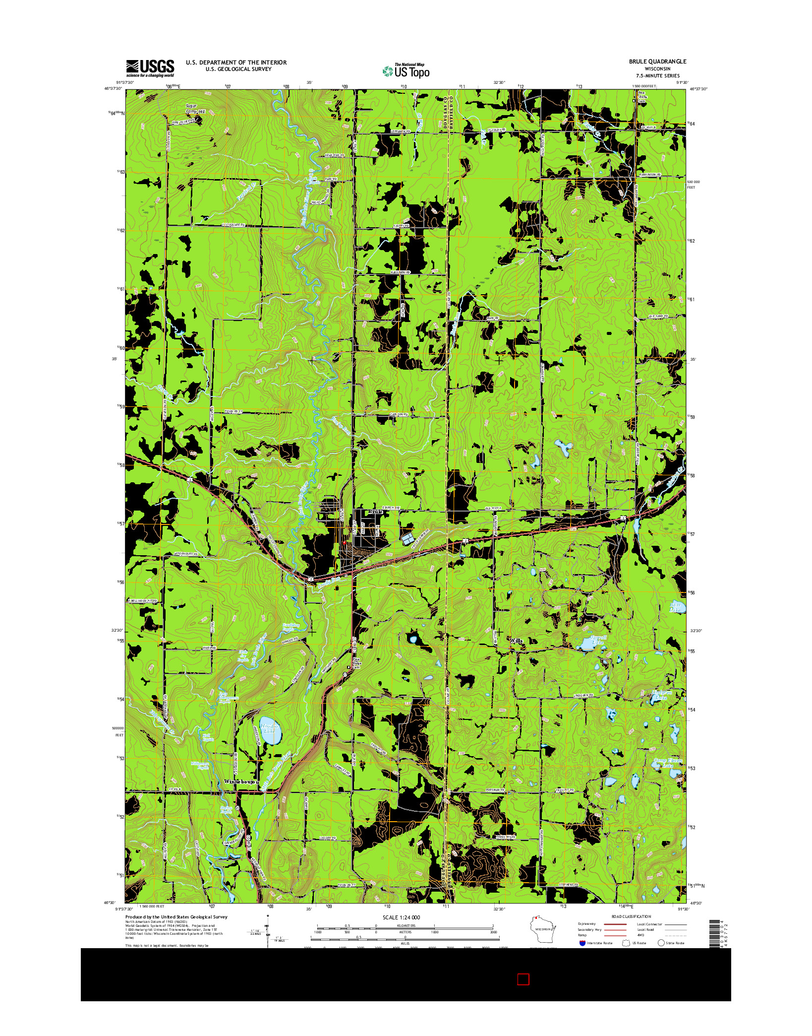 USGS US TOPO 7.5-MINUTE MAP FOR BRULE, WI 2015