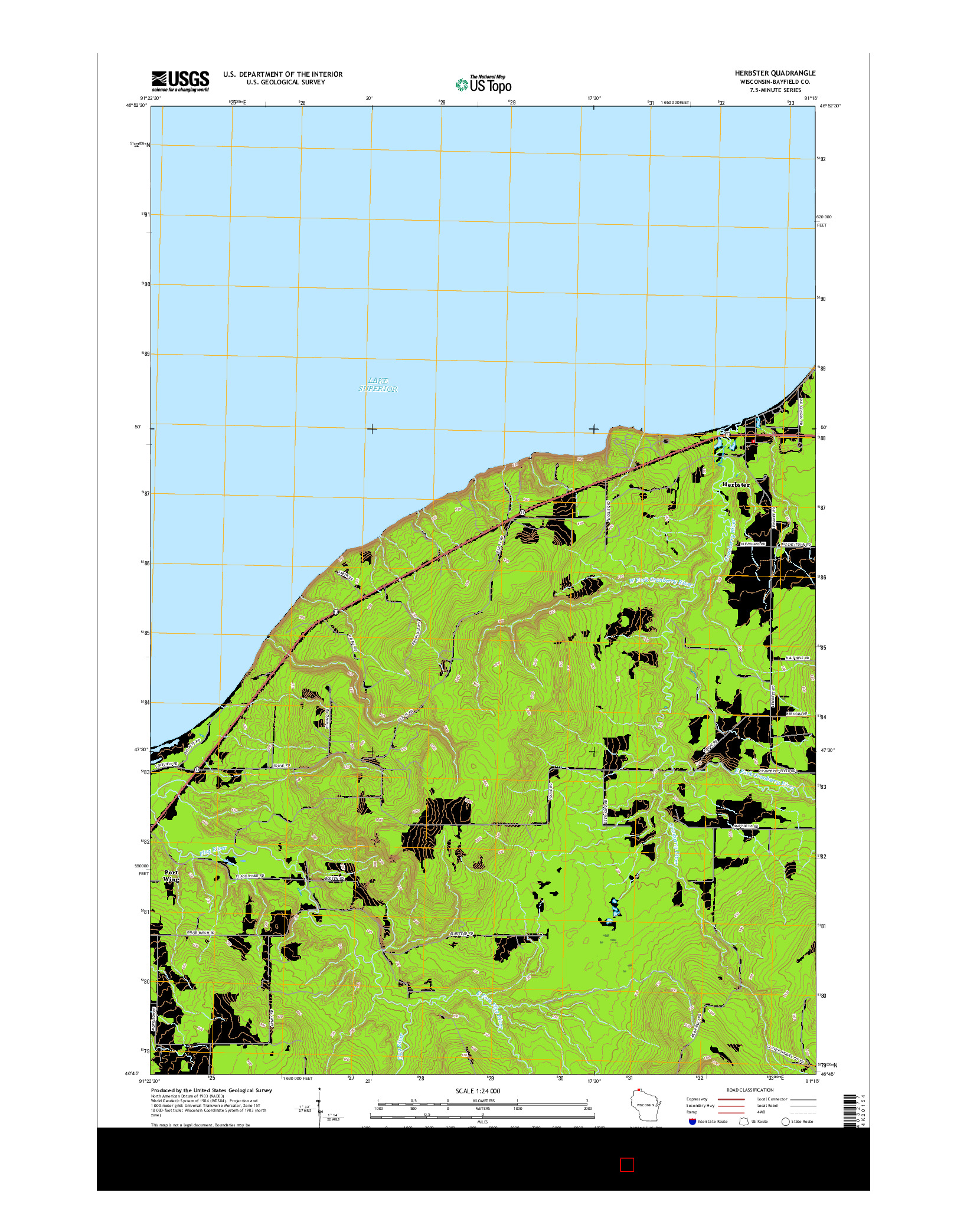 USGS US TOPO 7.5-MINUTE MAP FOR HERBSTER, WI 2015