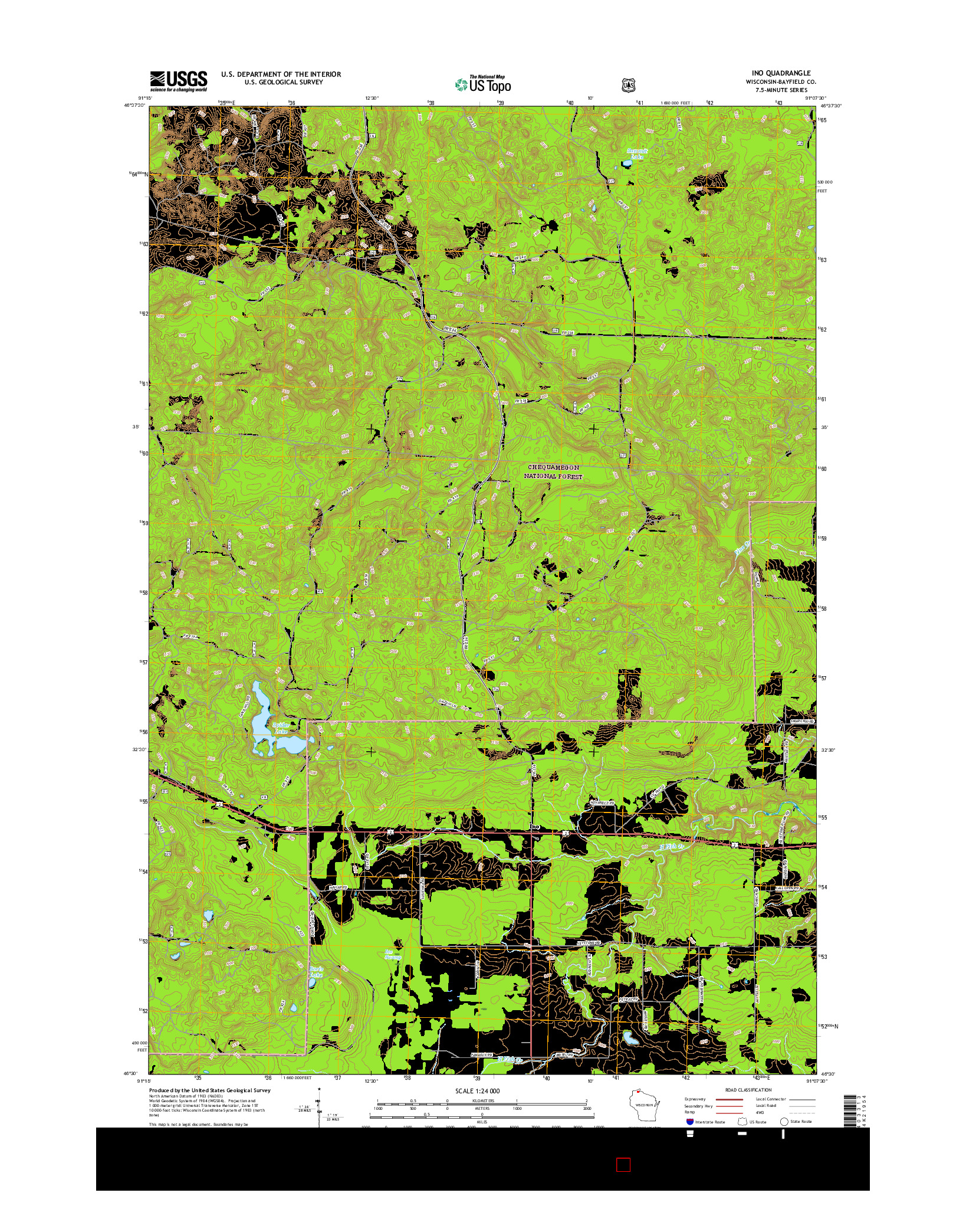 USGS US TOPO 7.5-MINUTE MAP FOR INO, WI 2015