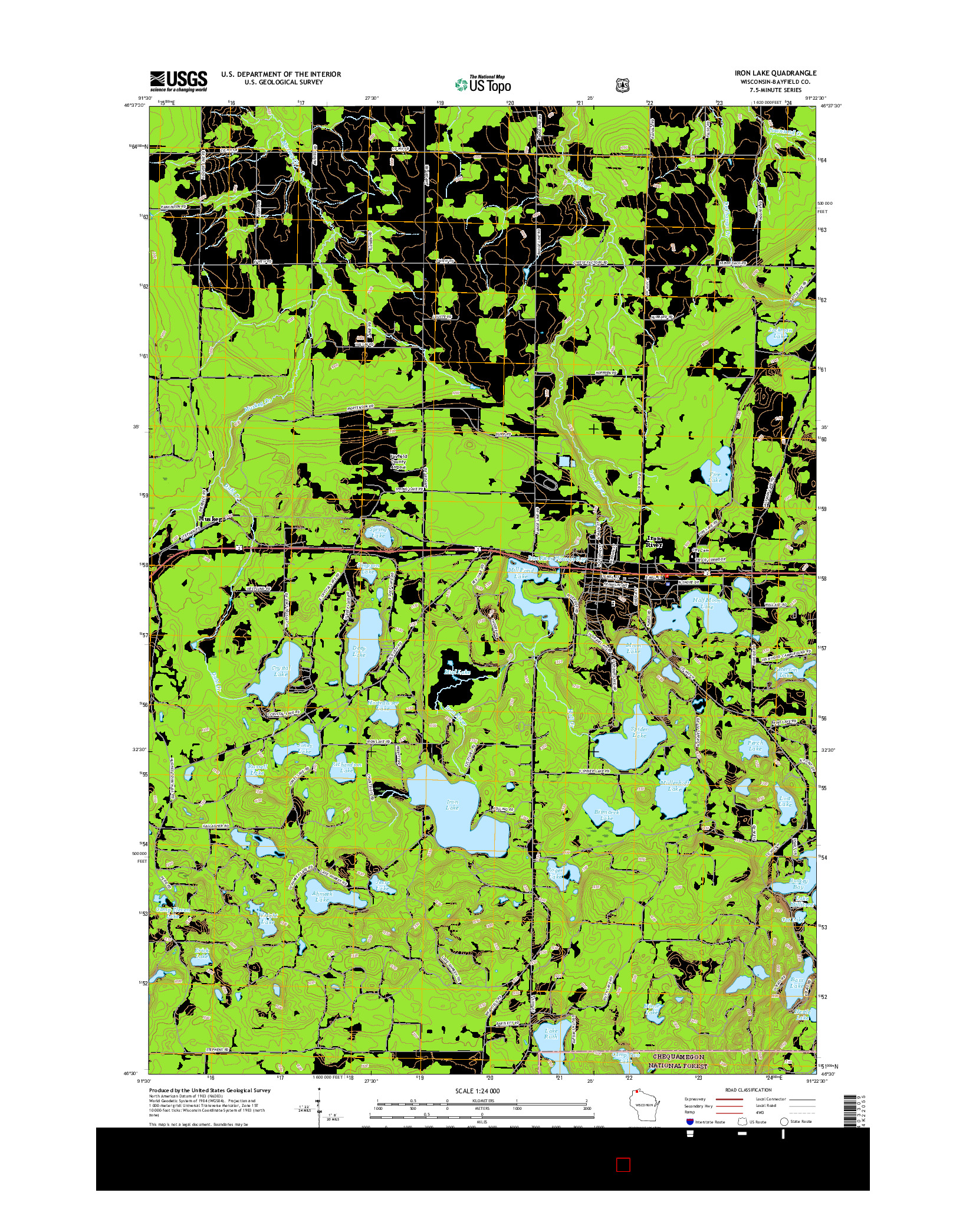 USGS US TOPO 7.5-MINUTE MAP FOR IRON LAKE, WI 2015