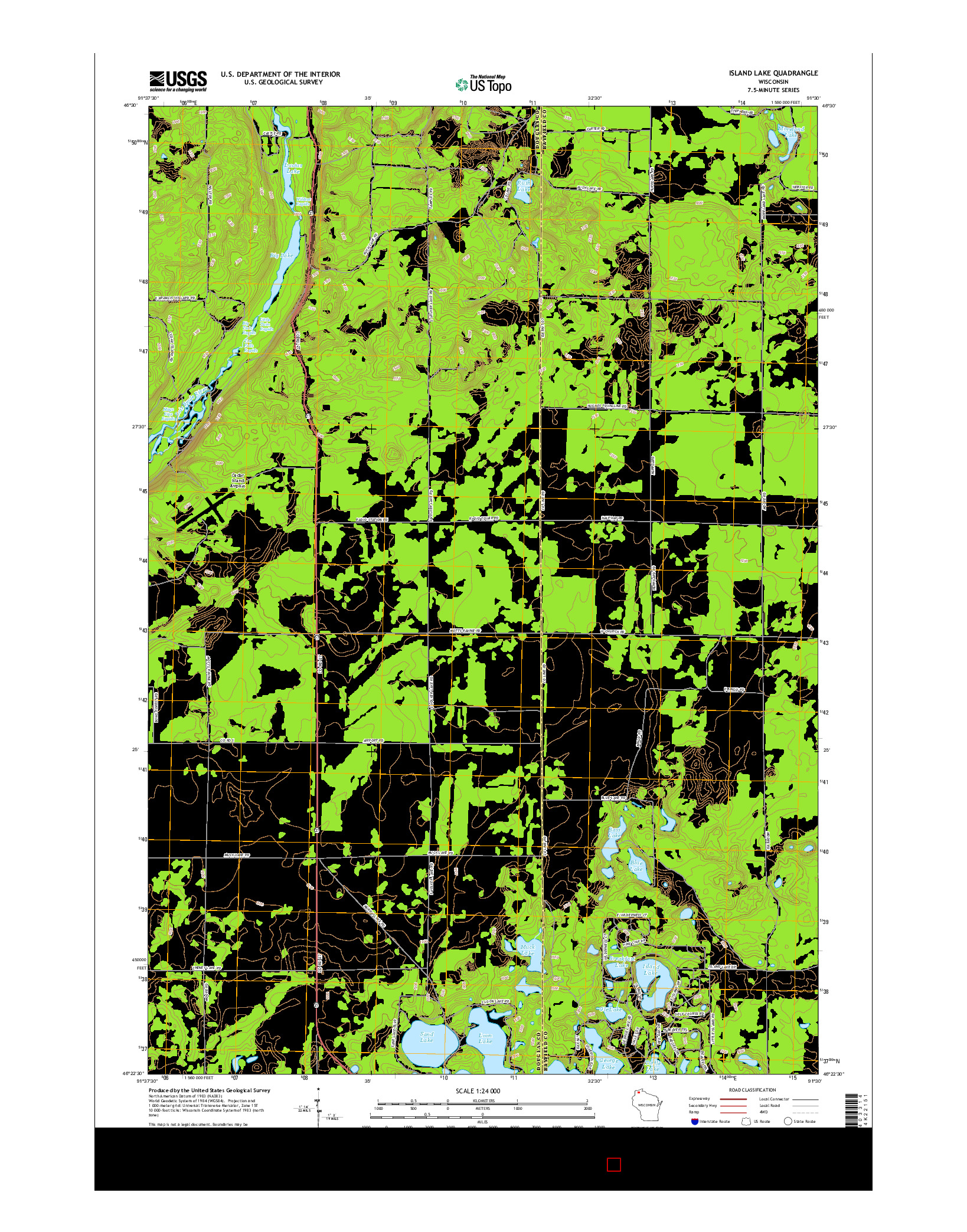 USGS US TOPO 7.5-MINUTE MAP FOR ISLAND LAKE, WI 2015