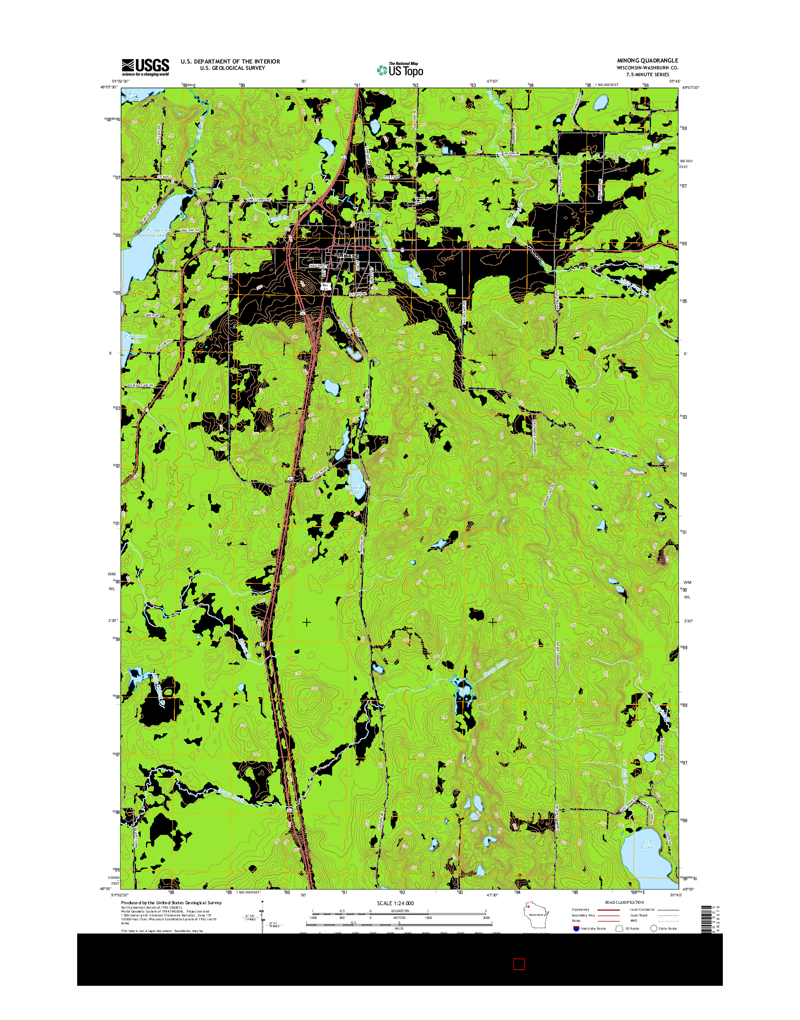 USGS US TOPO 7.5-MINUTE MAP FOR MINONG, WI 2015