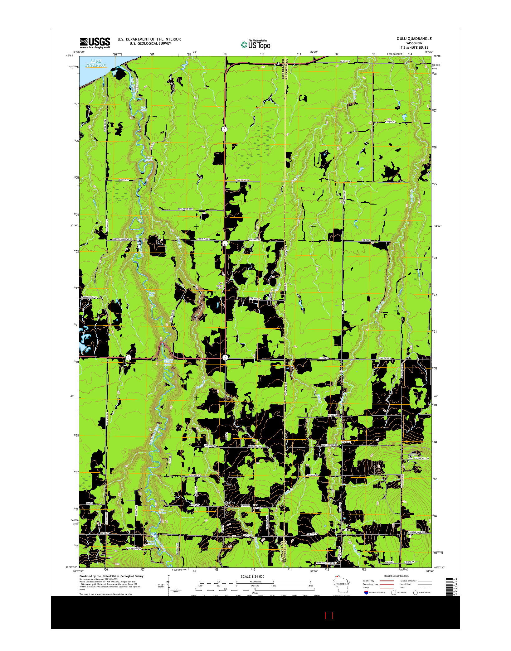 USGS US TOPO 7.5-MINUTE MAP FOR OULU, WI 2015