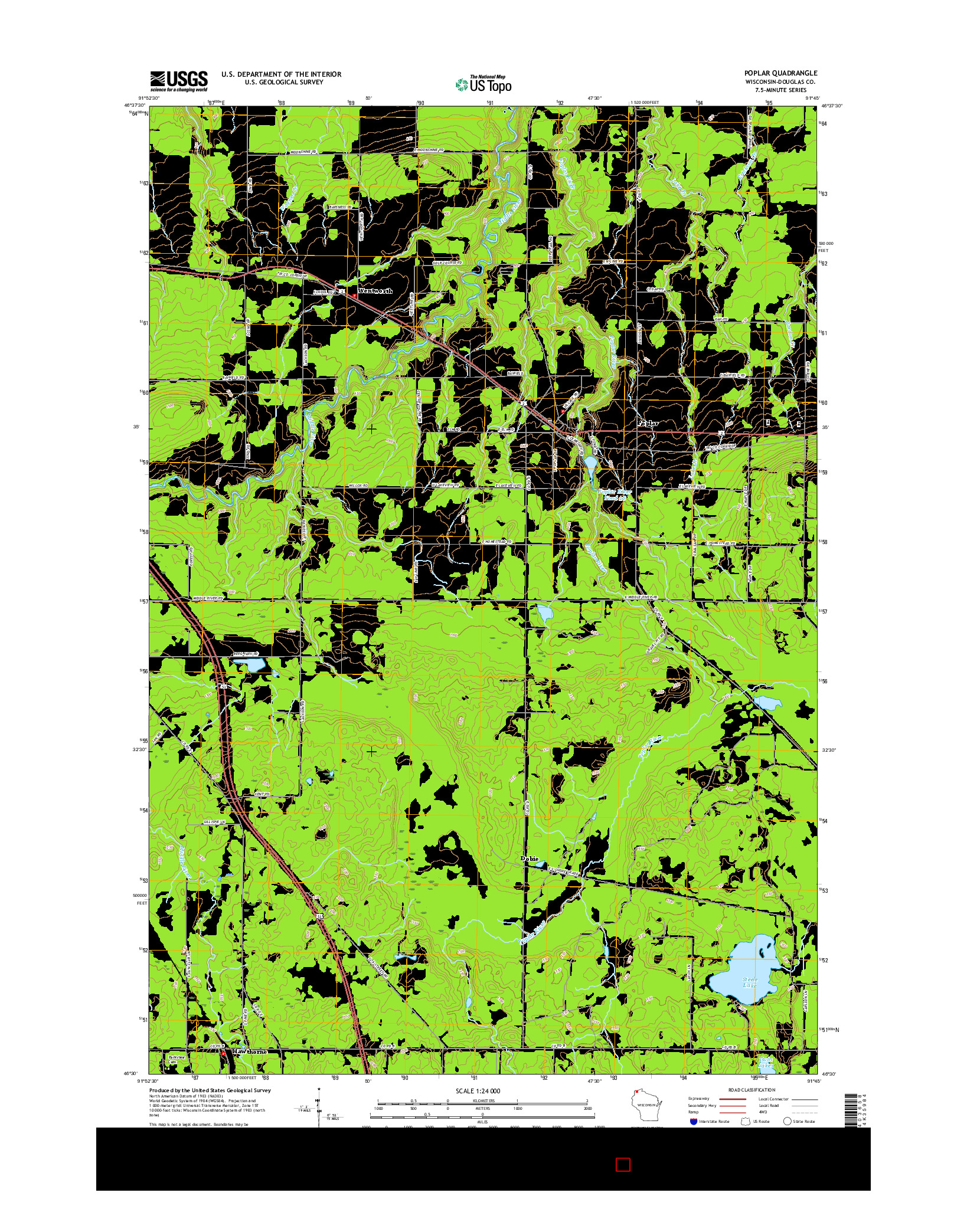USGS US TOPO 7.5-MINUTE MAP FOR POPLAR, WI 2015