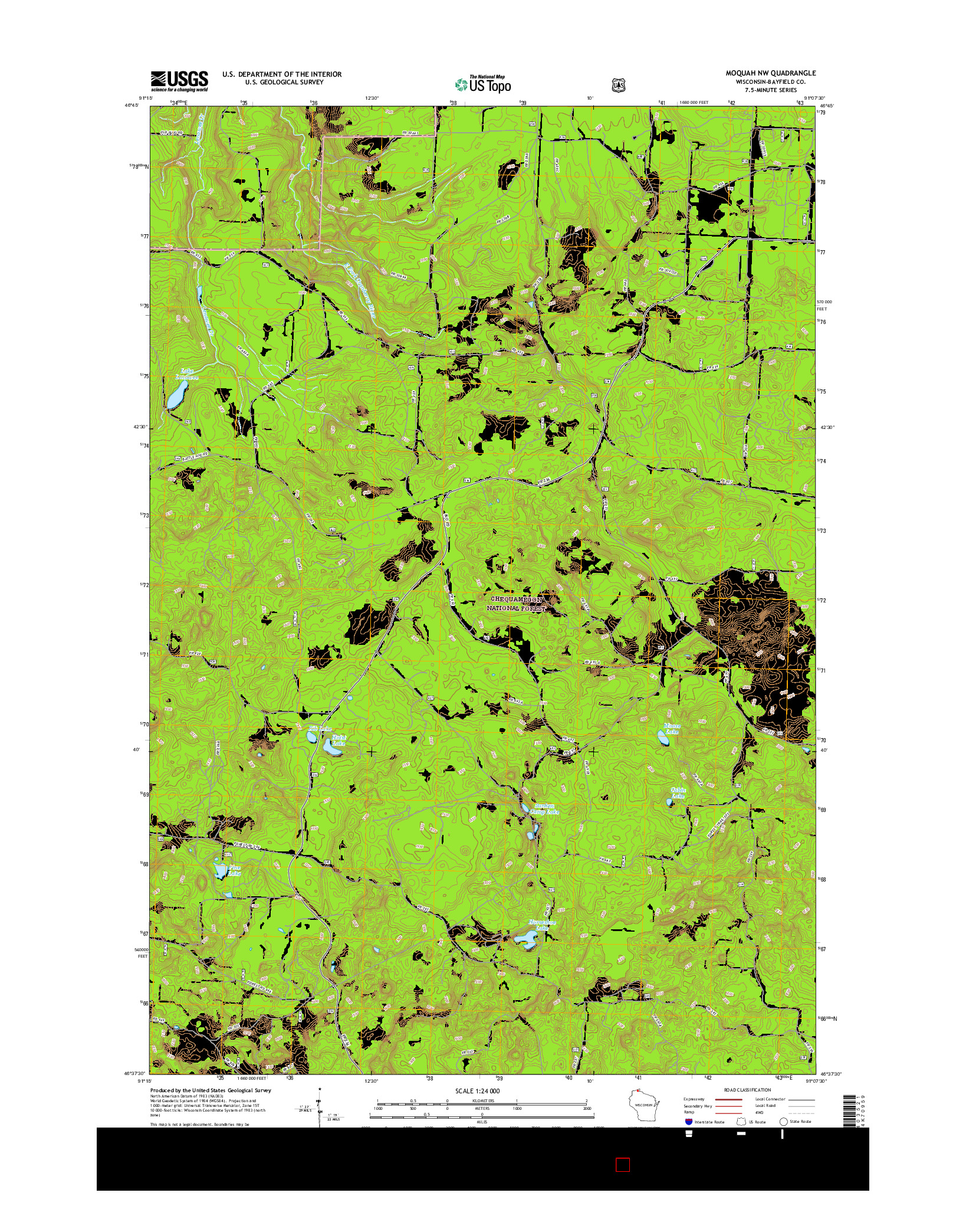 USGS US TOPO 7.5-MINUTE MAP FOR MOQUAH NW, WI 2015