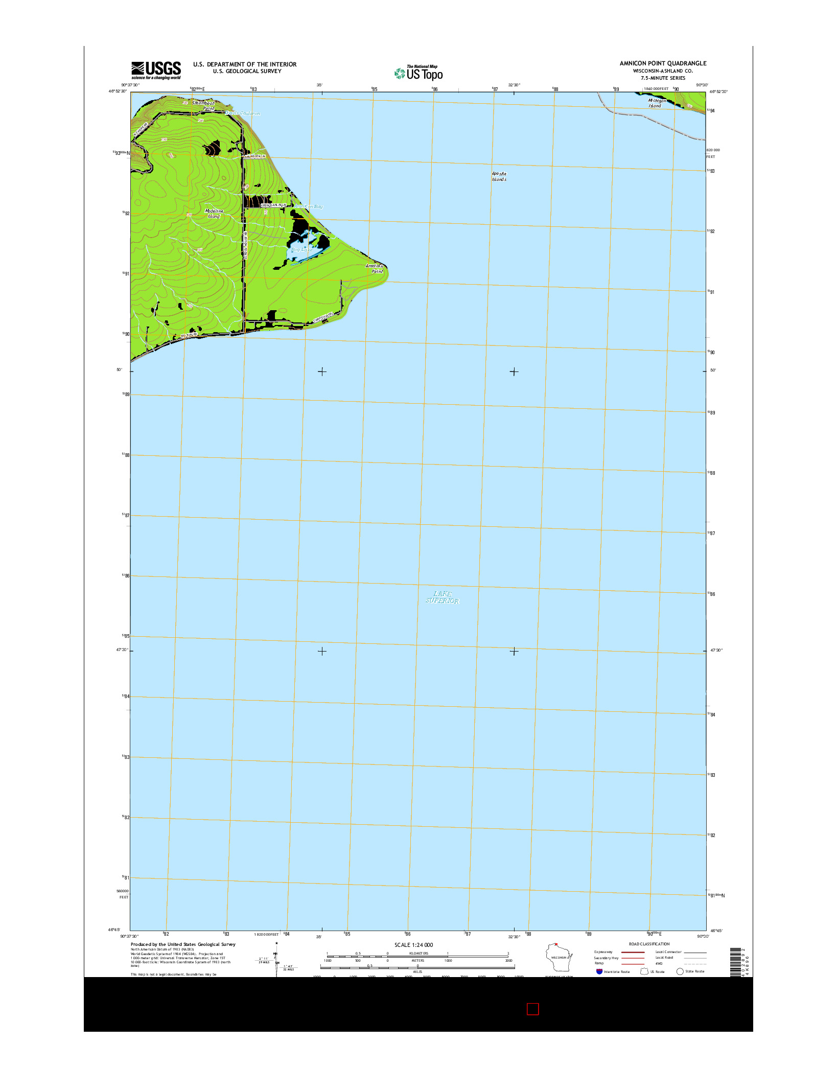 USGS US TOPO 7.5-MINUTE MAP FOR AMNICON POINT, WI 2015