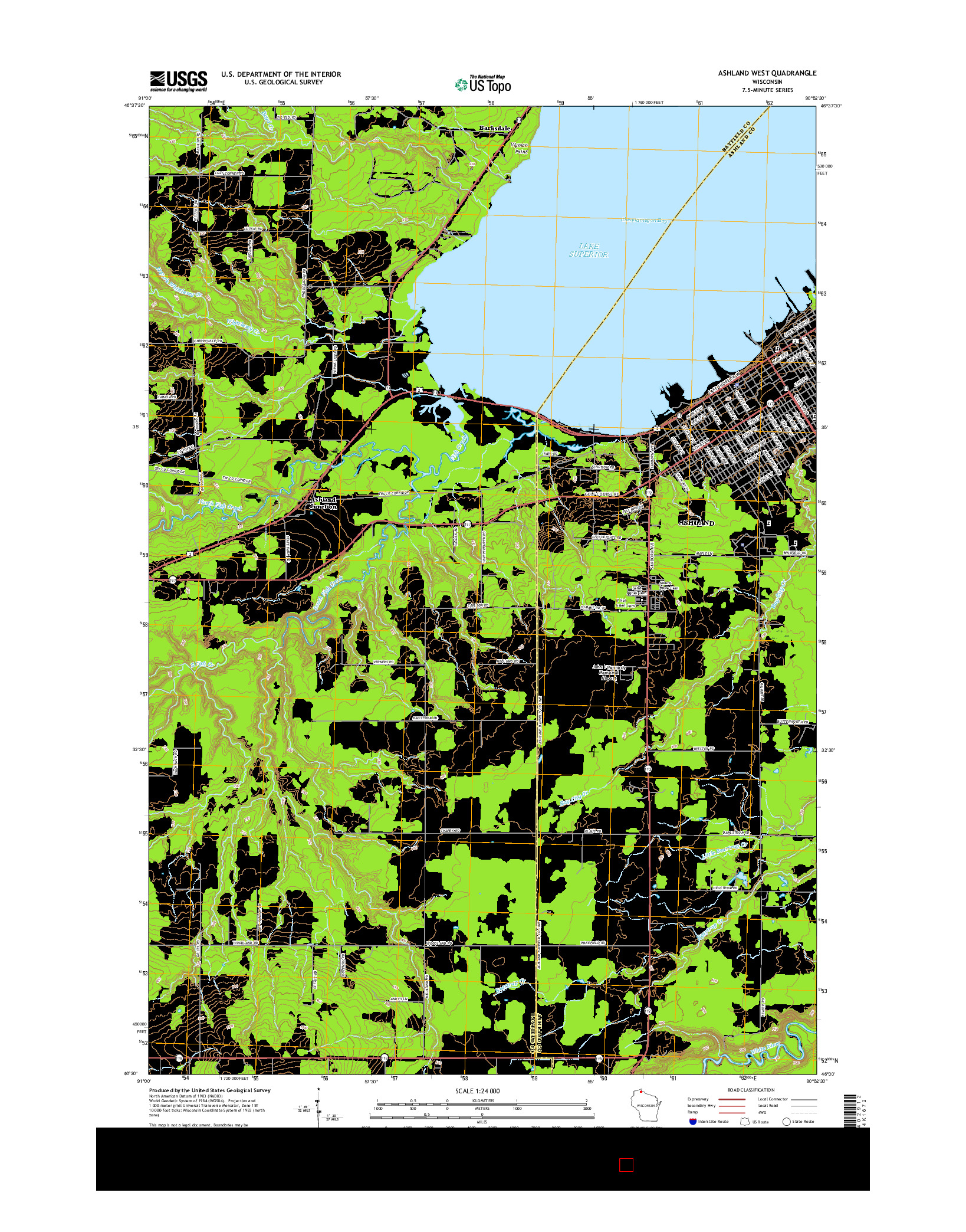 USGS US TOPO 7.5-MINUTE MAP FOR ASHLAND WEST, WI 2015