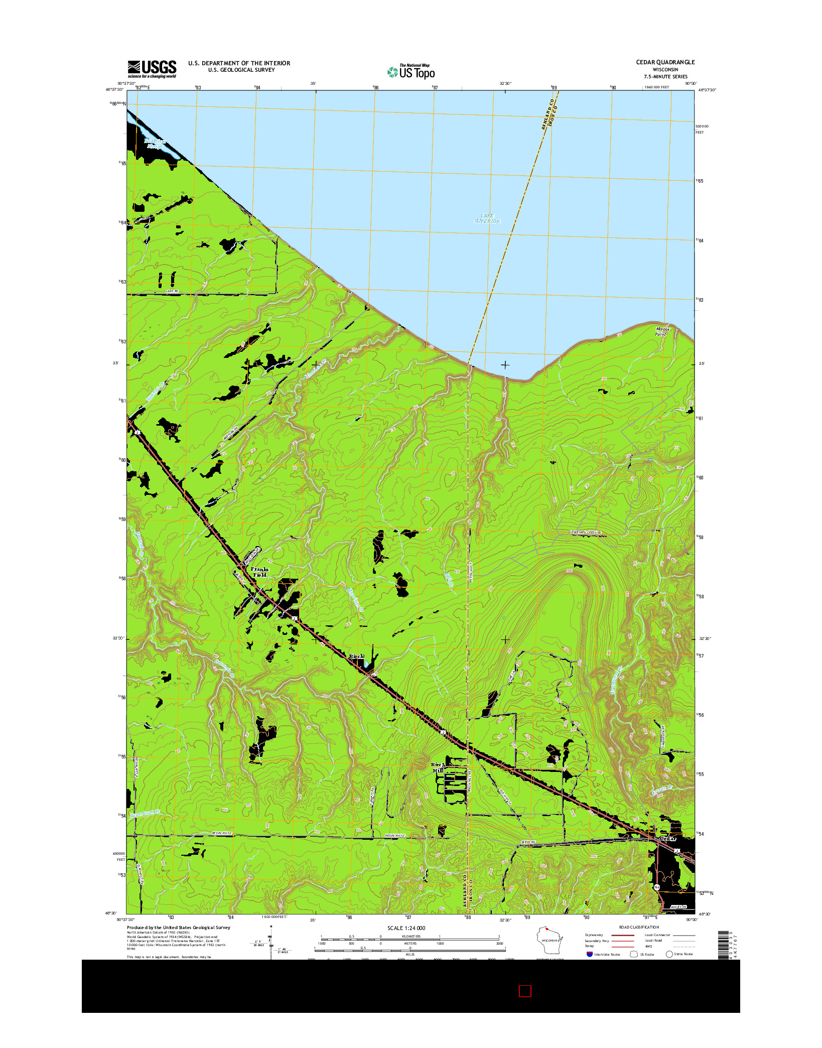 USGS US TOPO 7.5-MINUTE MAP FOR CEDAR, WI 2015