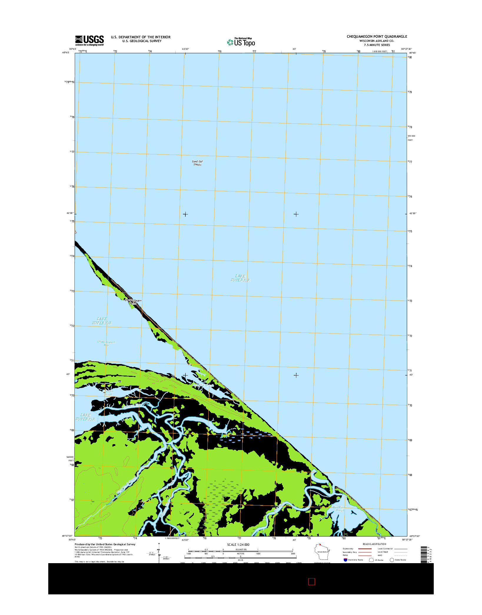 USGS US TOPO 7.5-MINUTE MAP FOR CHEQUAMEGON POINT, WI 2015