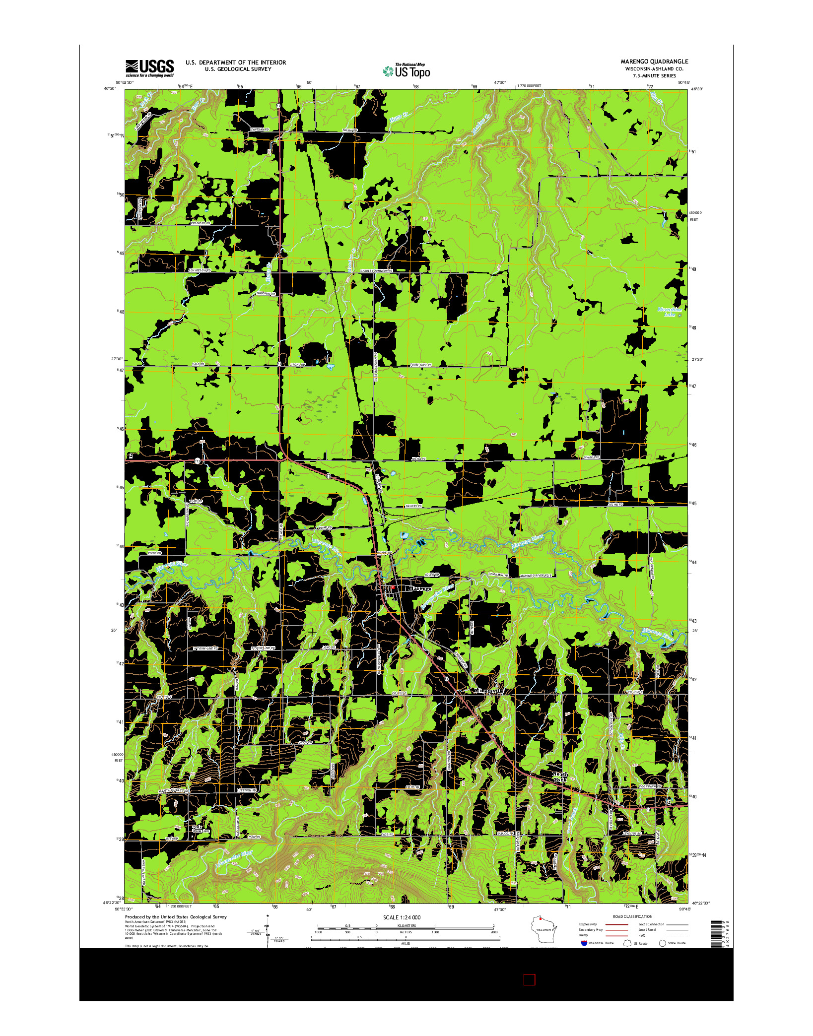 USGS US TOPO 7.5-MINUTE MAP FOR MARENGO, WI 2015