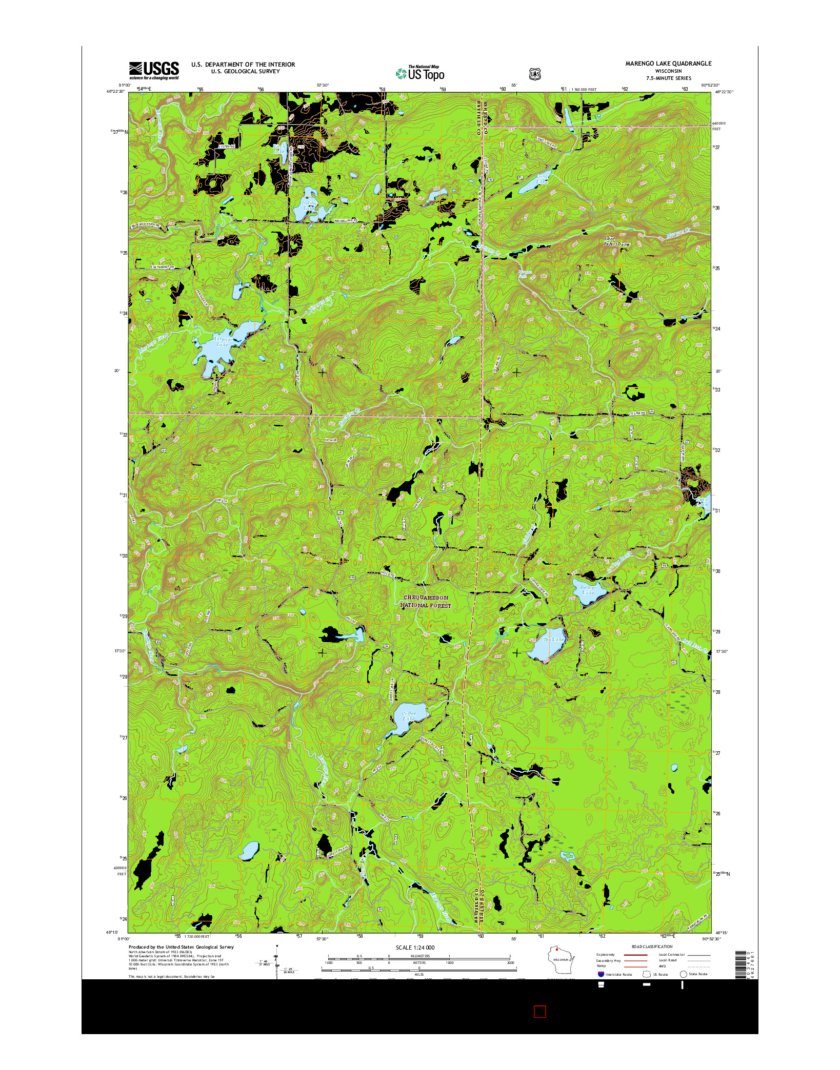 USGS US TOPO 7.5-MINUTE MAP FOR MARENGO LAKE, WI 2015