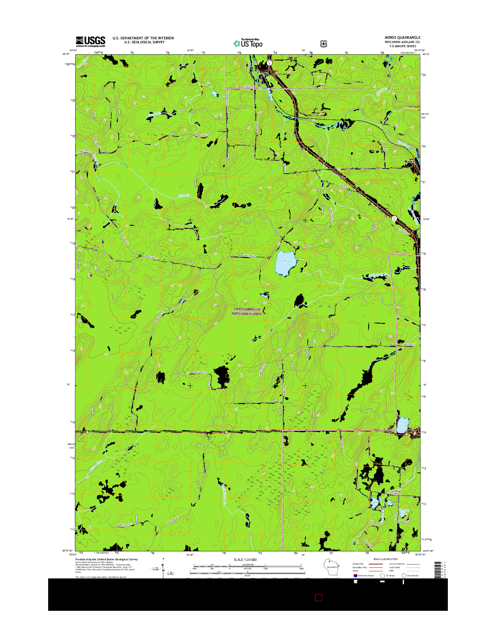 USGS US TOPO 7.5-MINUTE MAP FOR MORSE, WI 2015