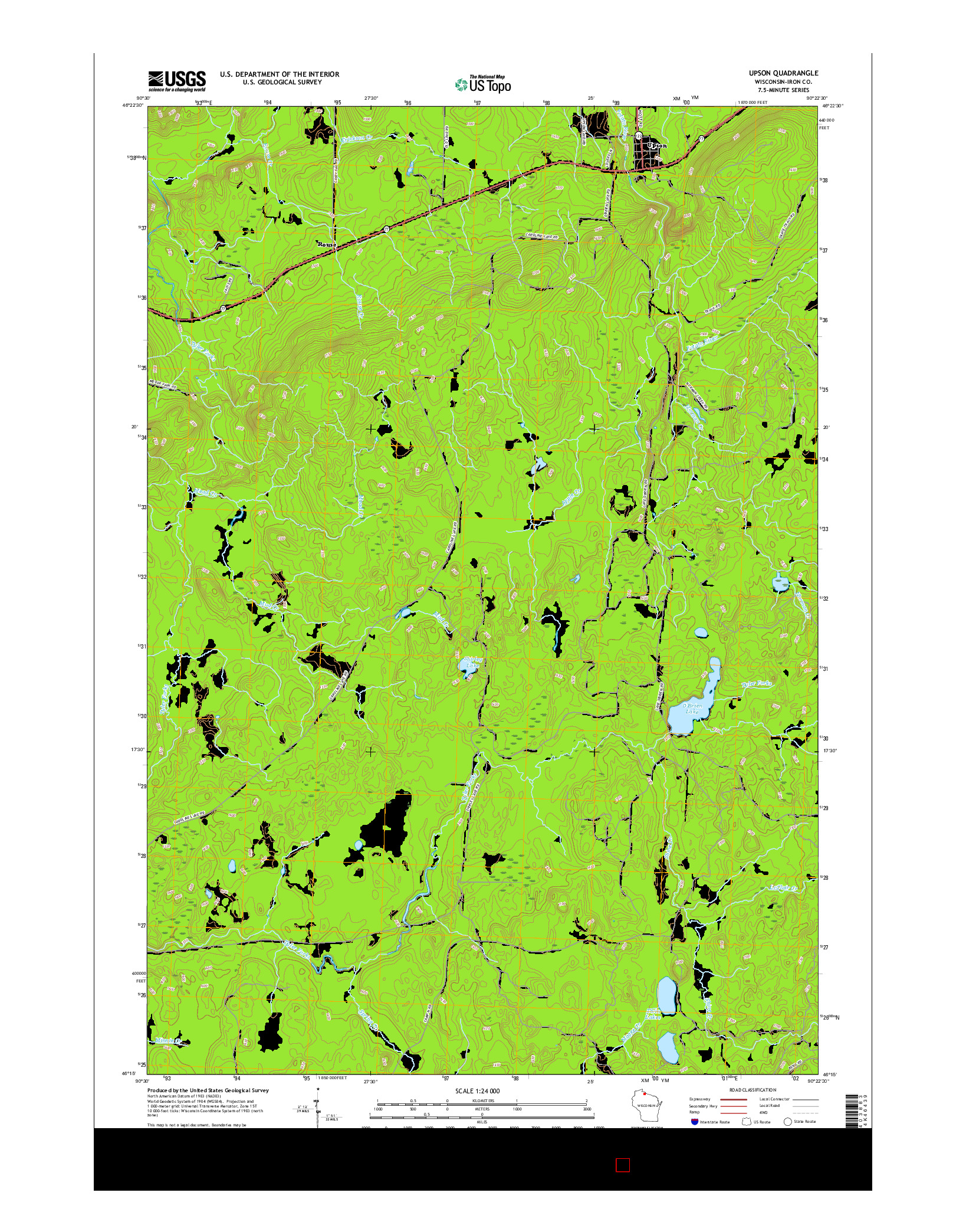 USGS US TOPO 7.5-MINUTE MAP FOR UPSON, WI 2015