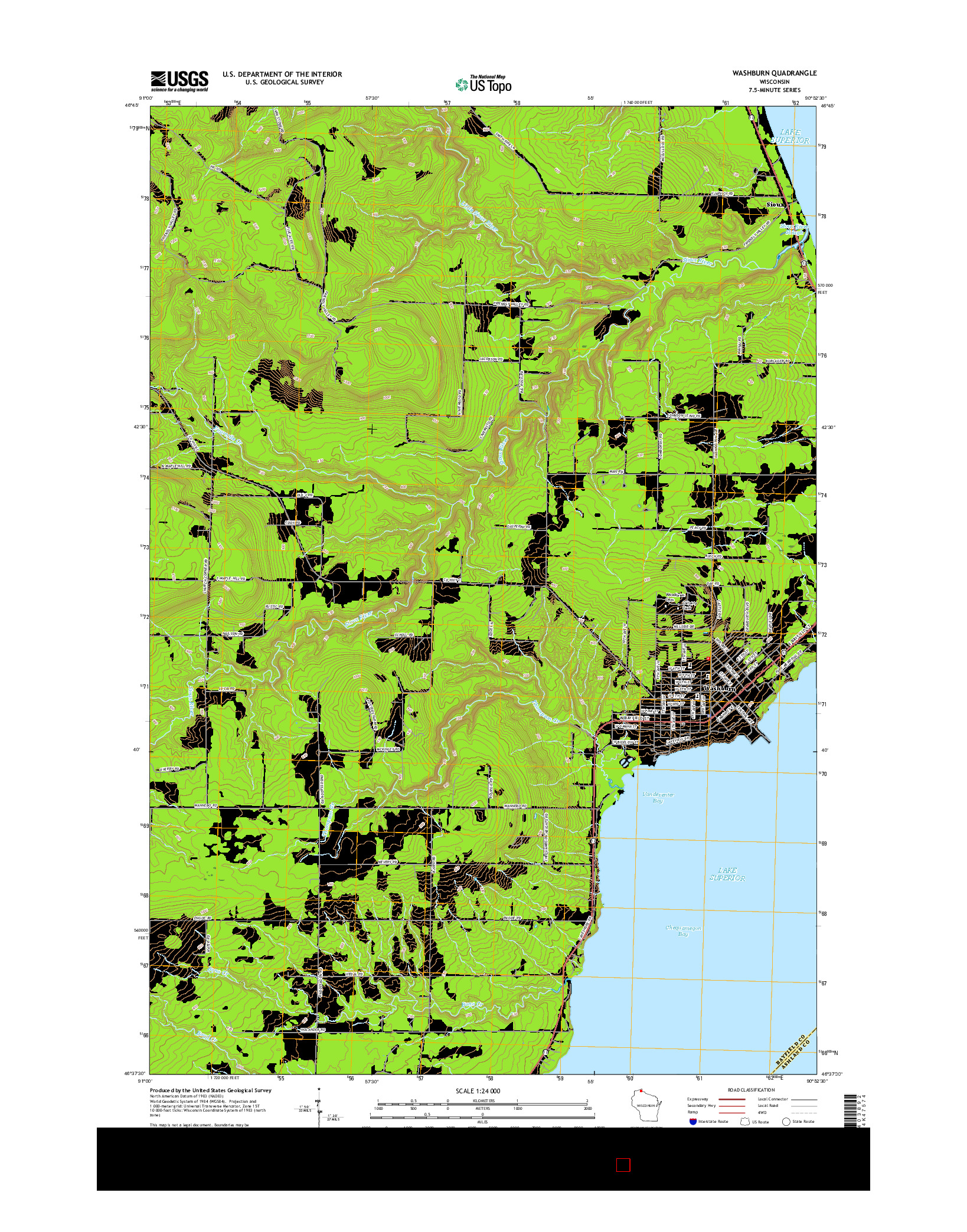 USGS US TOPO 7.5-MINUTE MAP FOR WASHBURN, WI 2015