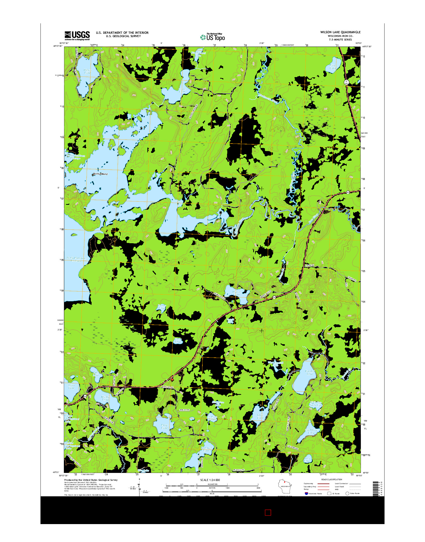 USGS US TOPO 7.5-MINUTE MAP FOR WILSON LAKE, WI 2015