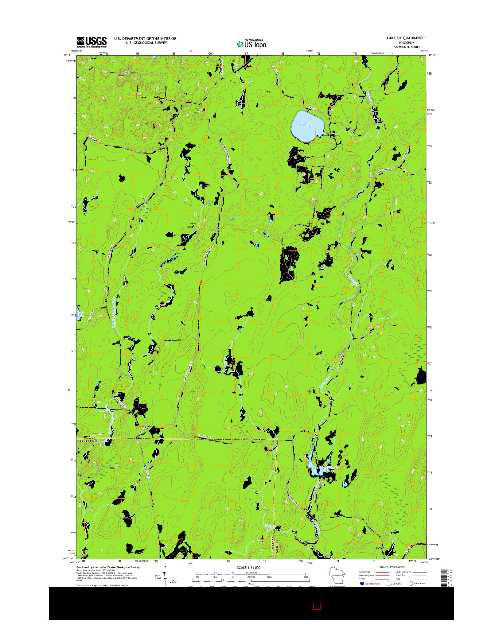 USGS US TOPO 7.5-MINUTE MAP FOR LAKE SIX, WI 2015