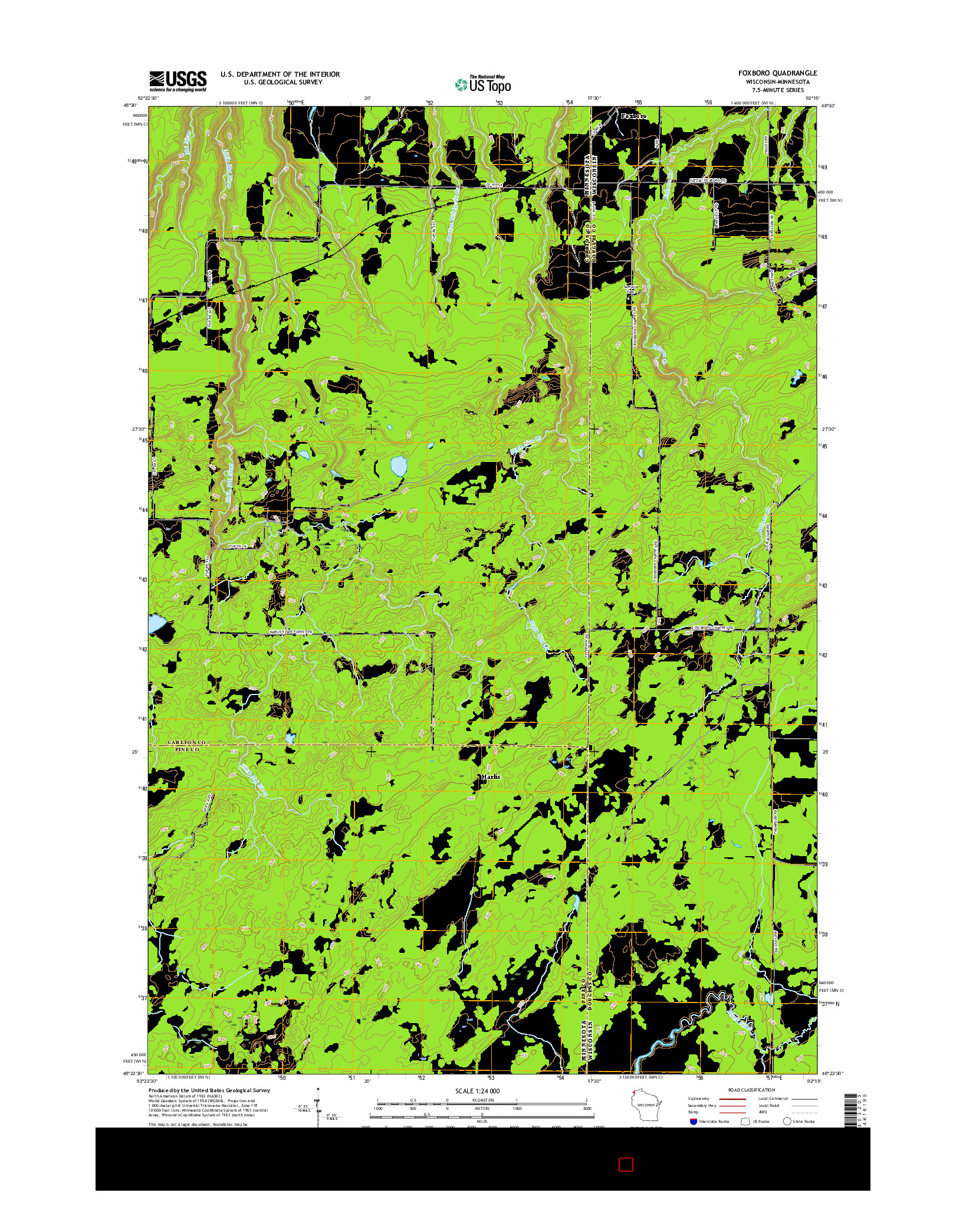 USGS US TOPO 7.5-MINUTE MAP FOR FOXBORO, WI-MN 2015