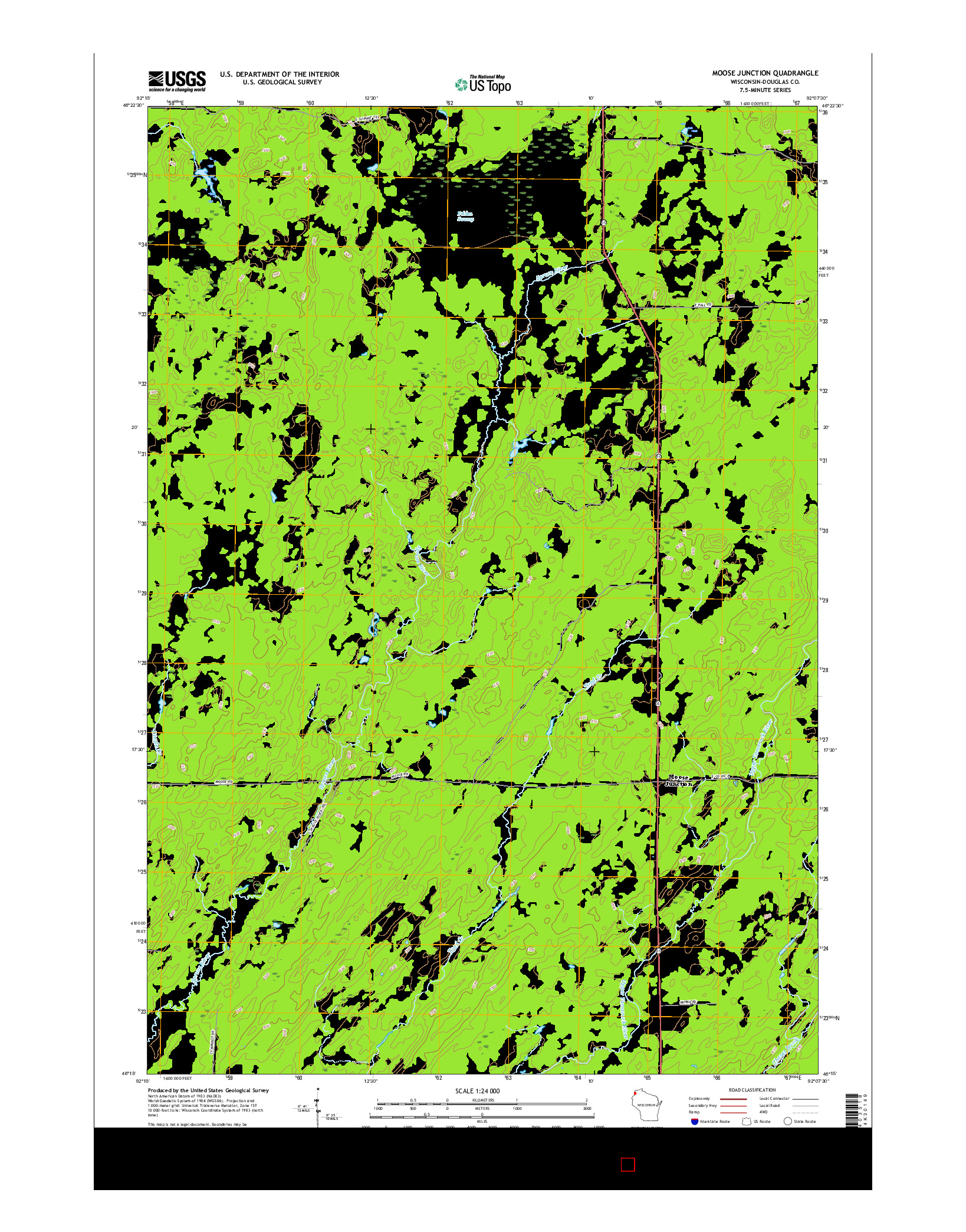 USGS US TOPO 7.5-MINUTE MAP FOR MOOSE JUNCTION, WI 2015