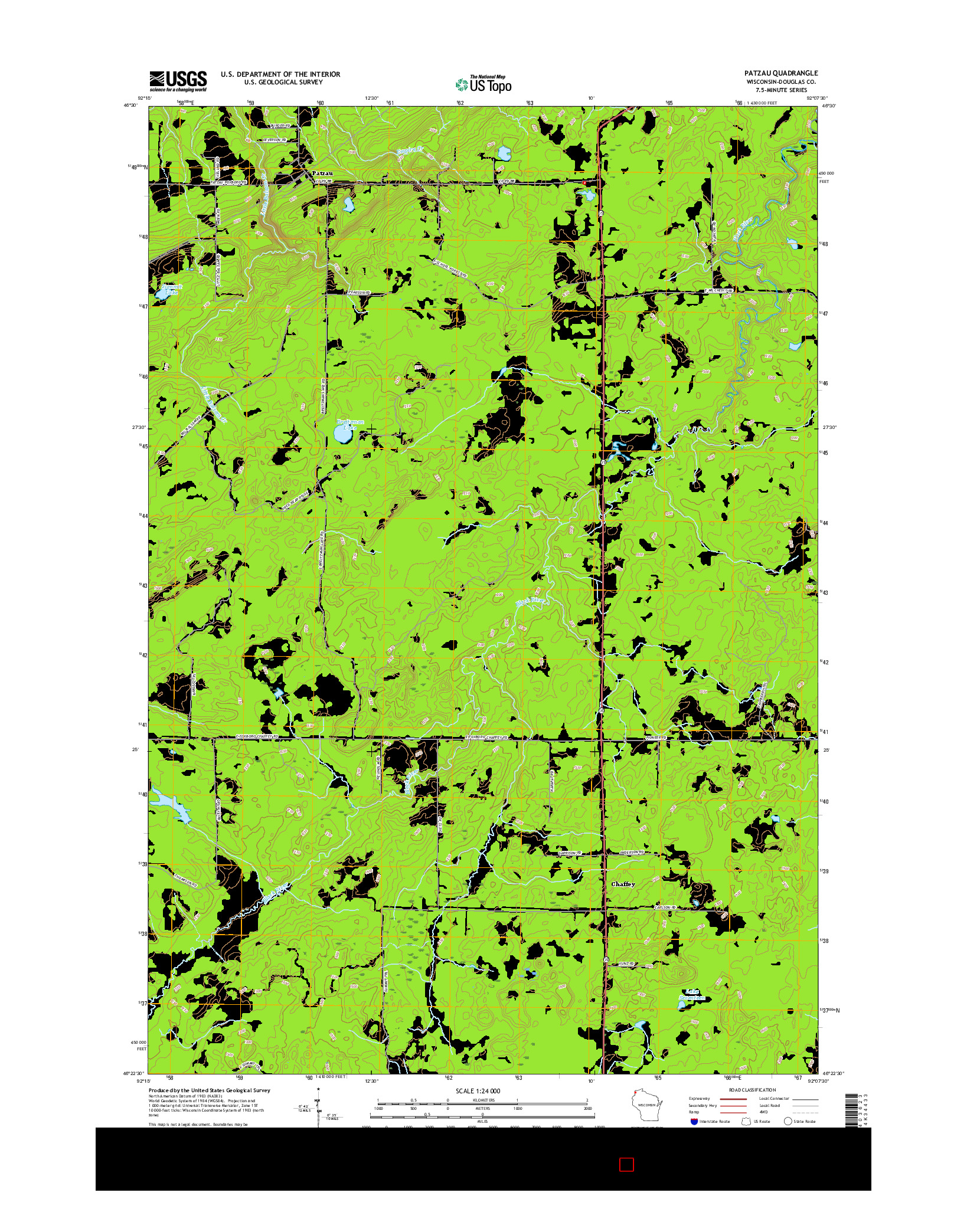 USGS US TOPO 7.5-MINUTE MAP FOR PATZAU, WI 2015