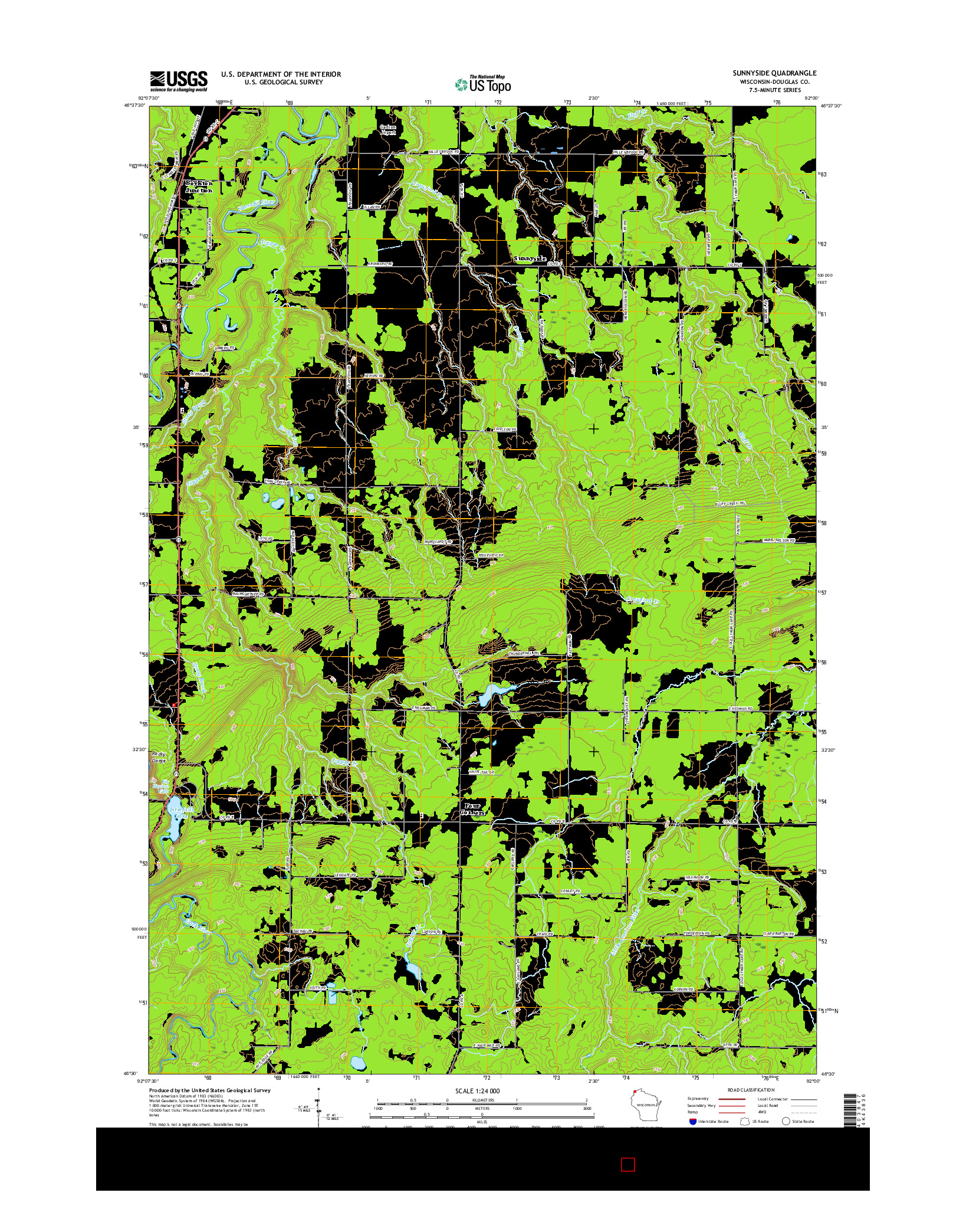 USGS US TOPO 7.5-MINUTE MAP FOR SUNNYSIDE, WI 2015