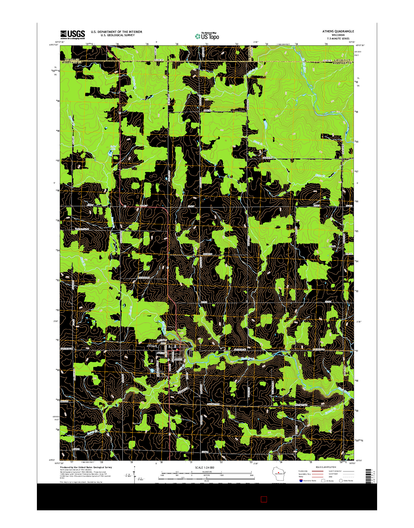 USGS US TOPO 7.5-MINUTE MAP FOR ATHENS, WI 2015