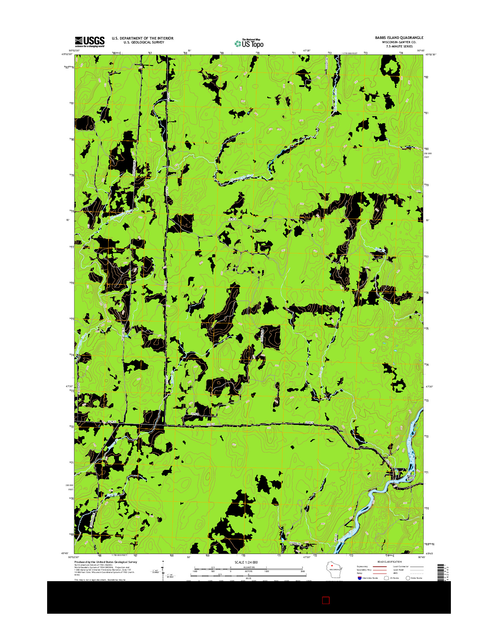 USGS US TOPO 7.5-MINUTE MAP FOR BABBS ISLAND, WI 2015