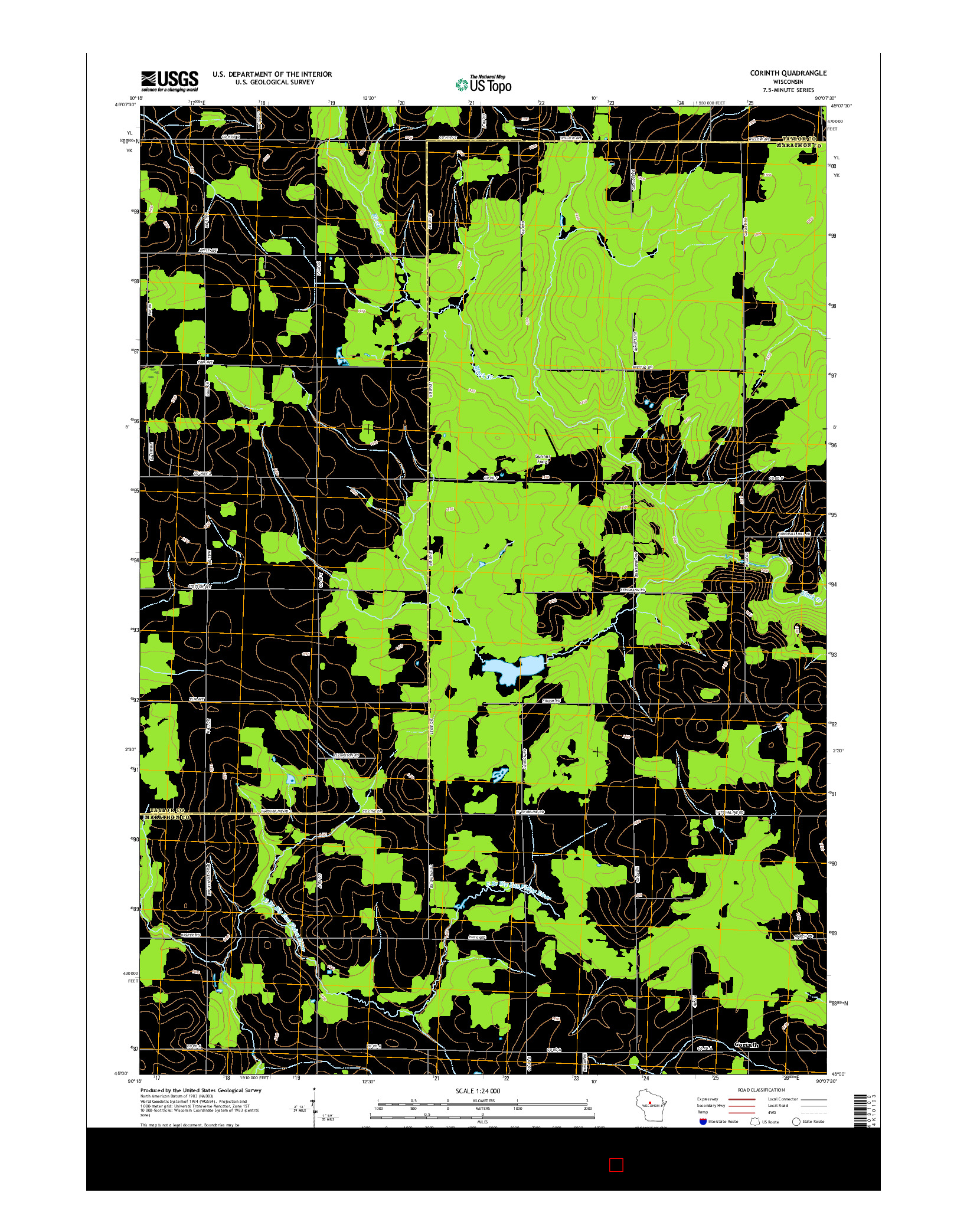 USGS US TOPO 7.5-MINUTE MAP FOR CORINTH, WI 2015