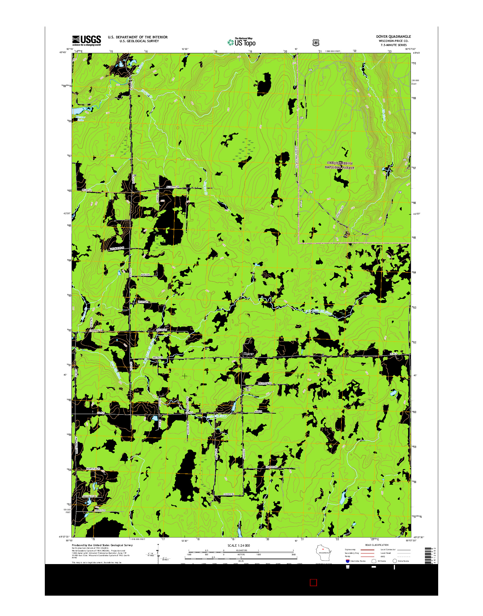 USGS US TOPO 7.5-MINUTE MAP FOR DOVER, WI 2015