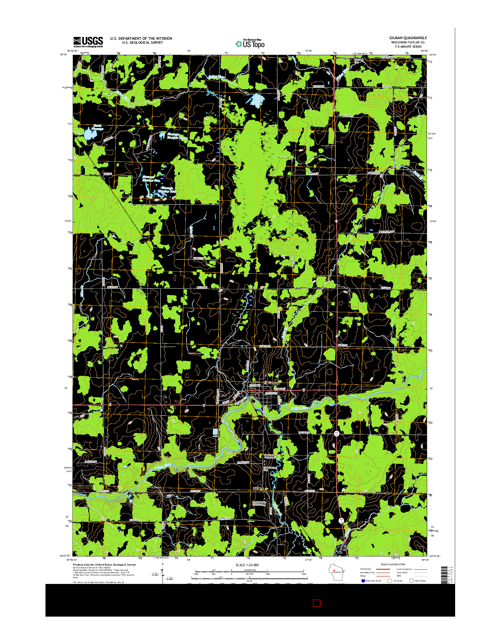 USGS US TOPO 7.5-MINUTE MAP FOR GILMAN, WI 2015