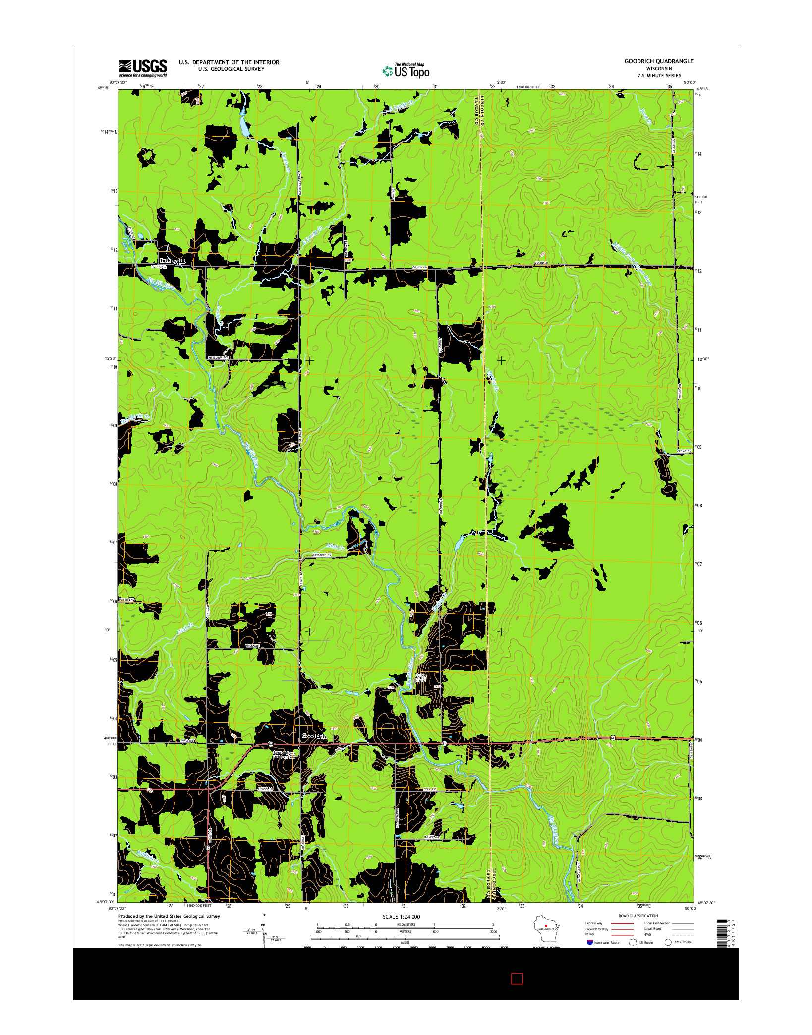 USGS US TOPO 7.5-MINUTE MAP FOR GOODRICH, WI 2015