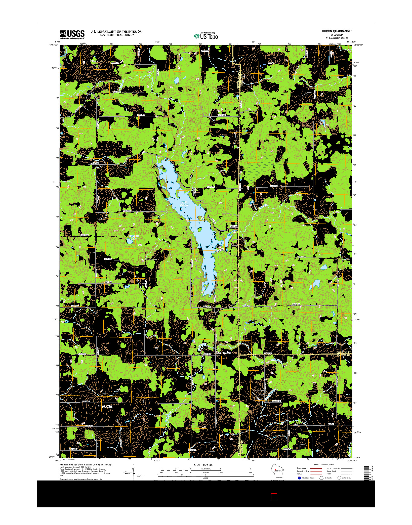 USGS US TOPO 7.5-MINUTE MAP FOR HURON, WI 2015