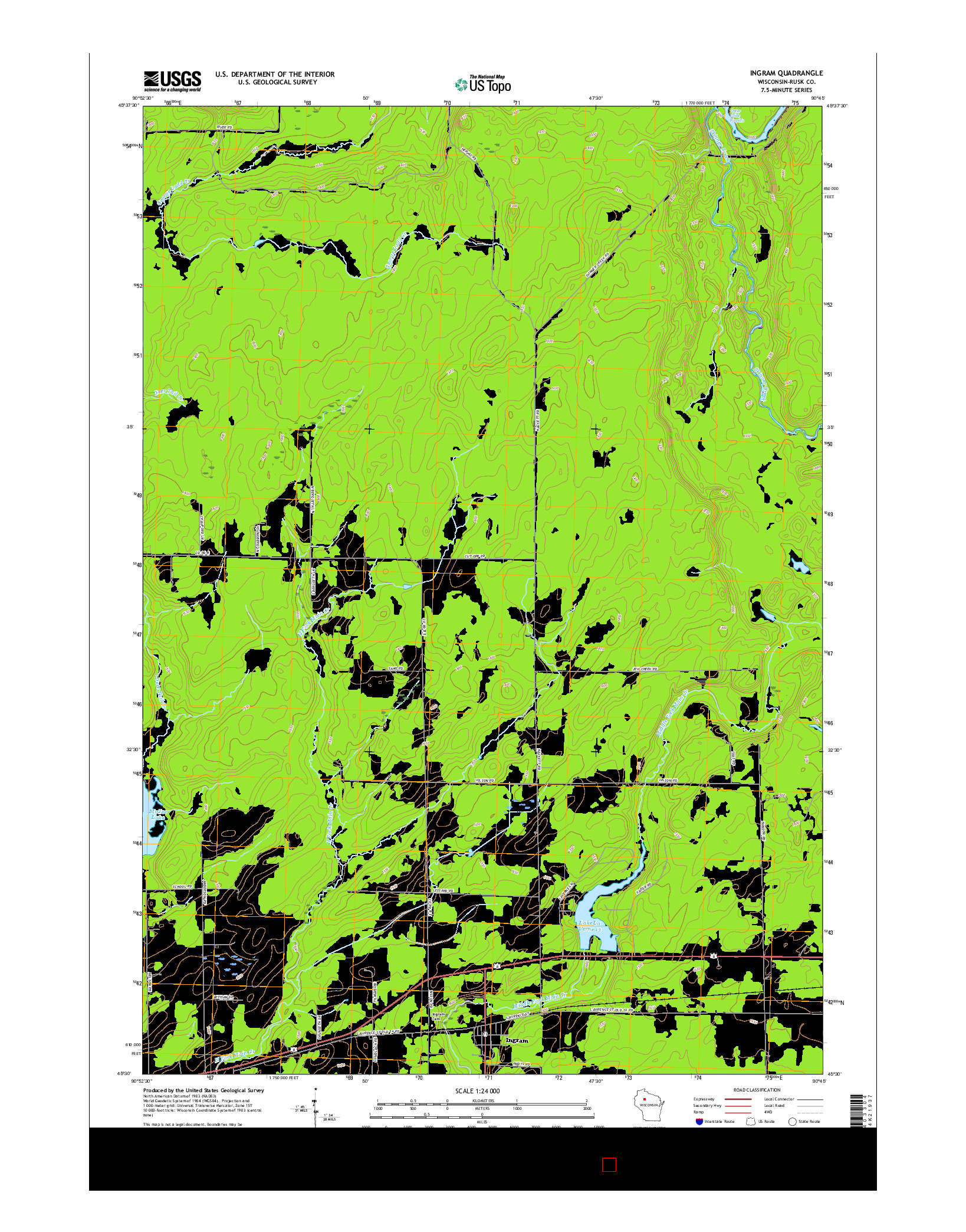 USGS US TOPO 7.5-MINUTE MAP FOR INGRAM, WI 2015