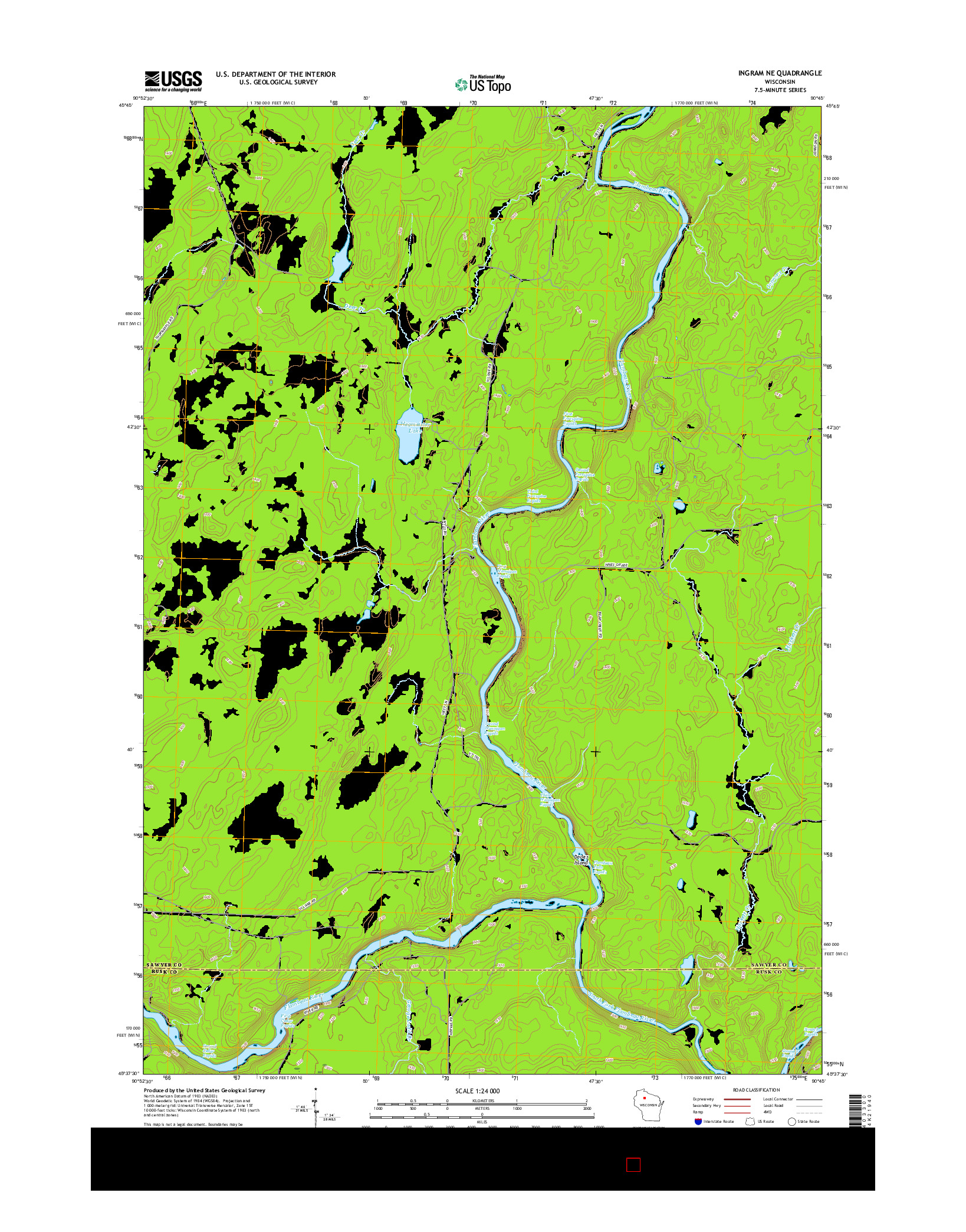 USGS US TOPO 7.5-MINUTE MAP FOR INGRAM NE, WI 2015