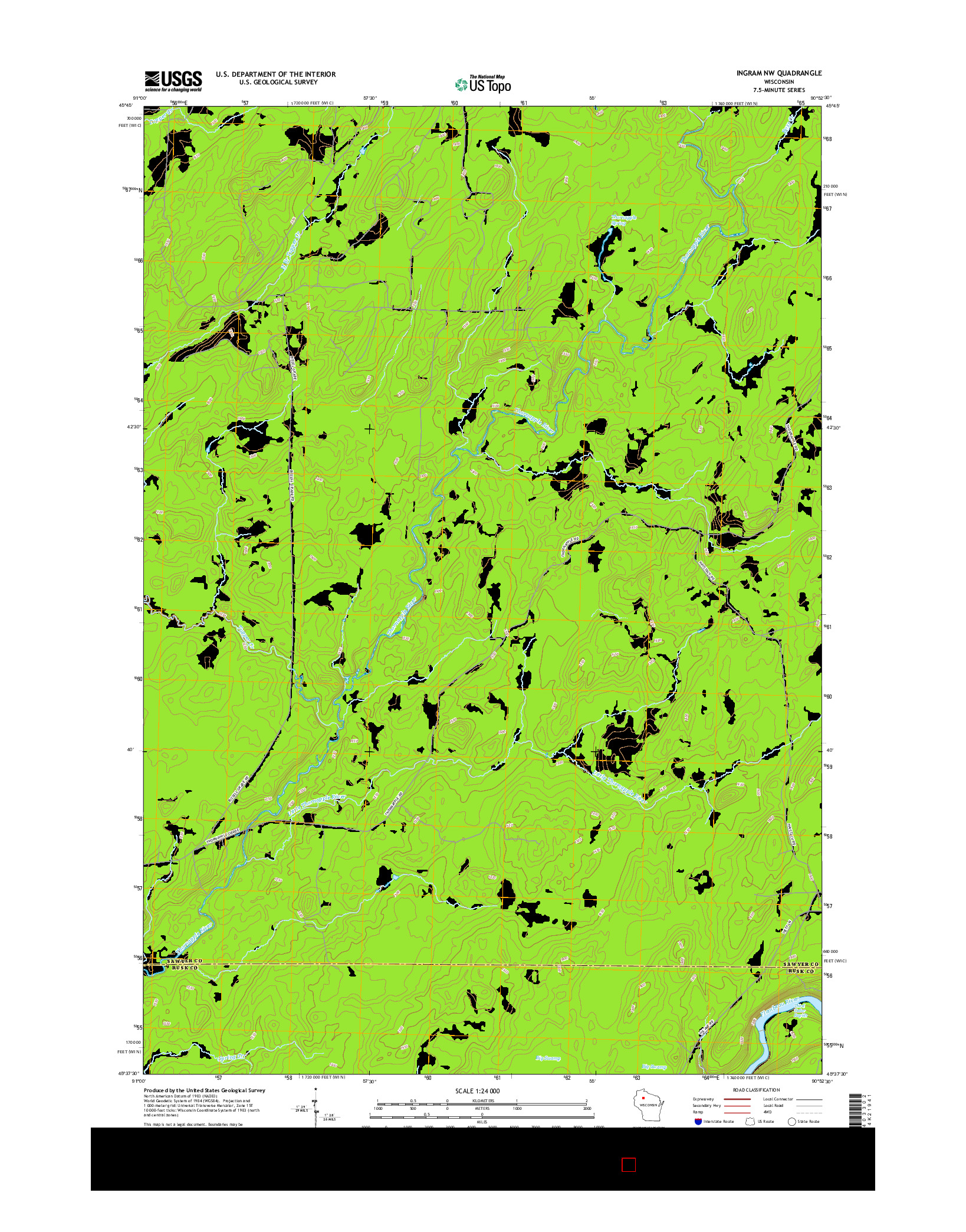USGS US TOPO 7.5-MINUTE MAP FOR INGRAM NW, WI 2015