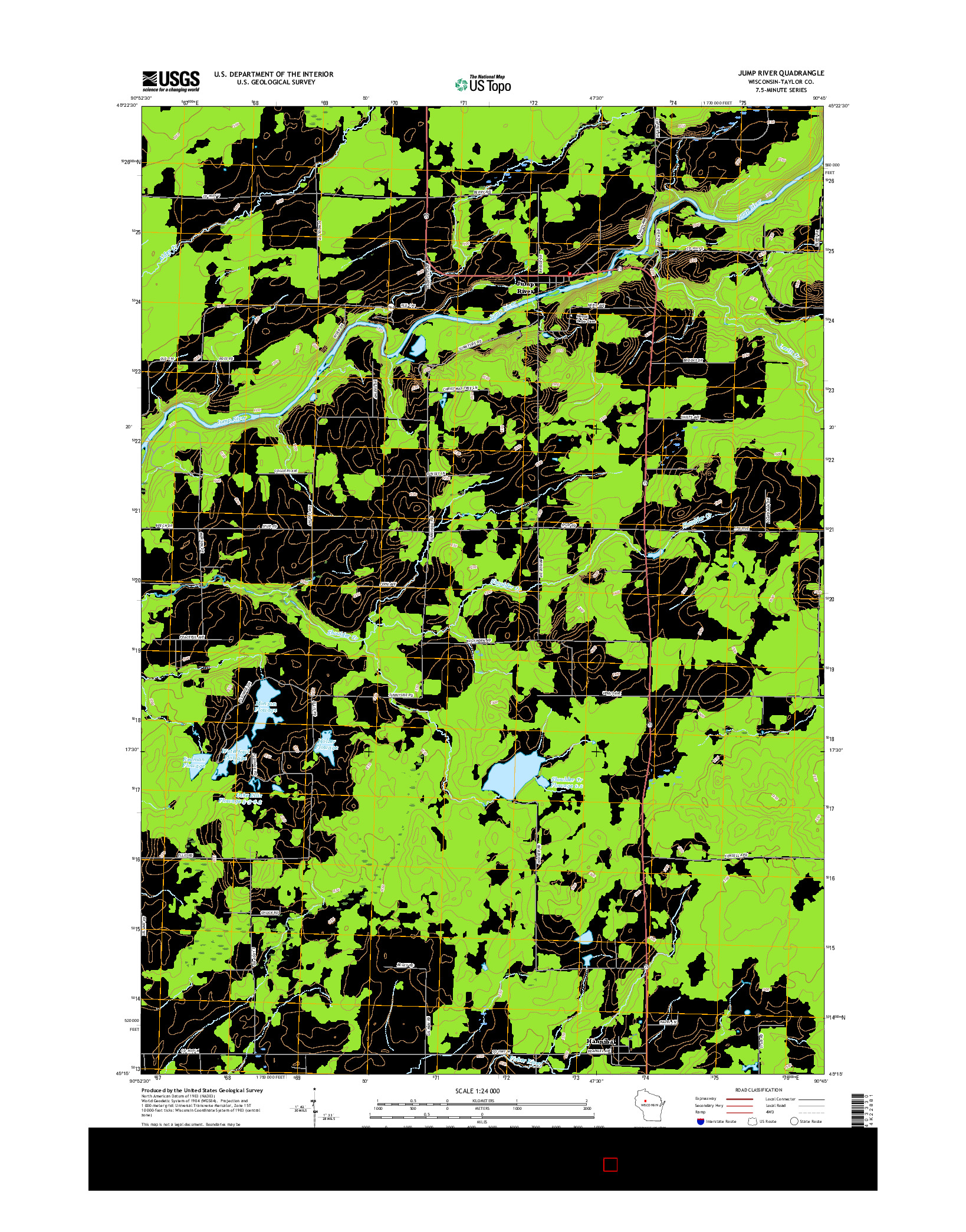 USGS US TOPO 7.5-MINUTE MAP FOR JUMP RIVER, WI 2015