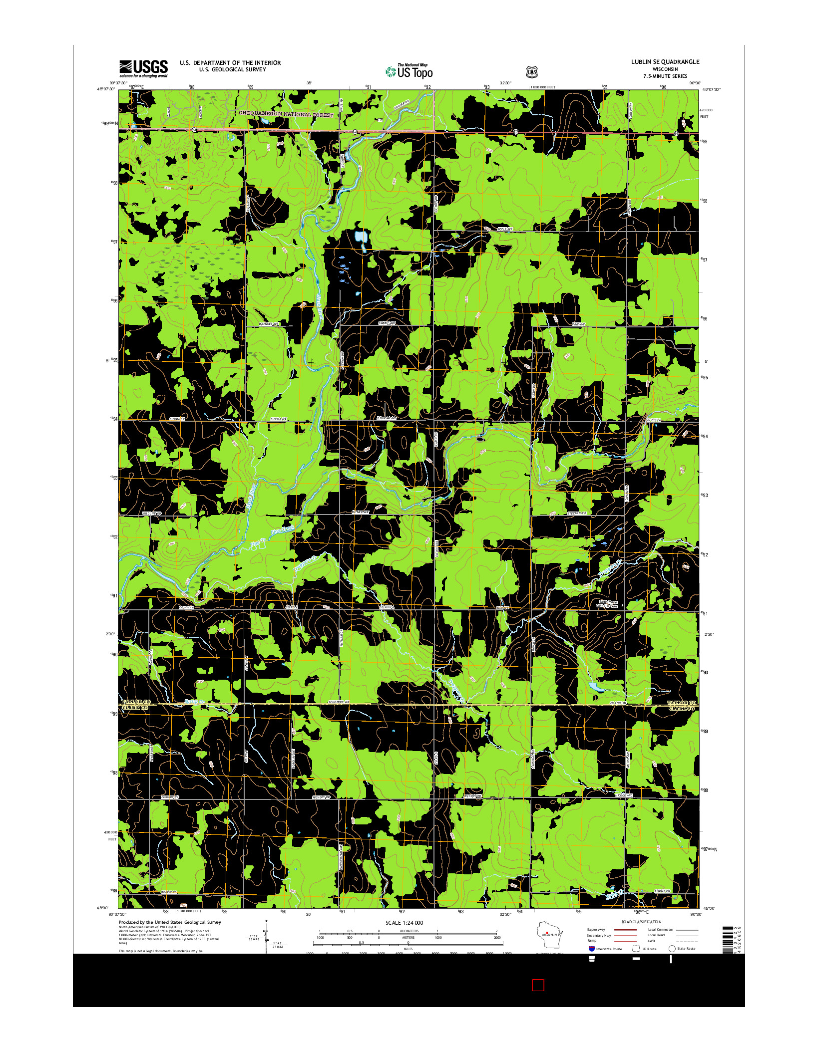 USGS US TOPO 7.5-MINUTE MAP FOR LUBLIN SE, WI 2015