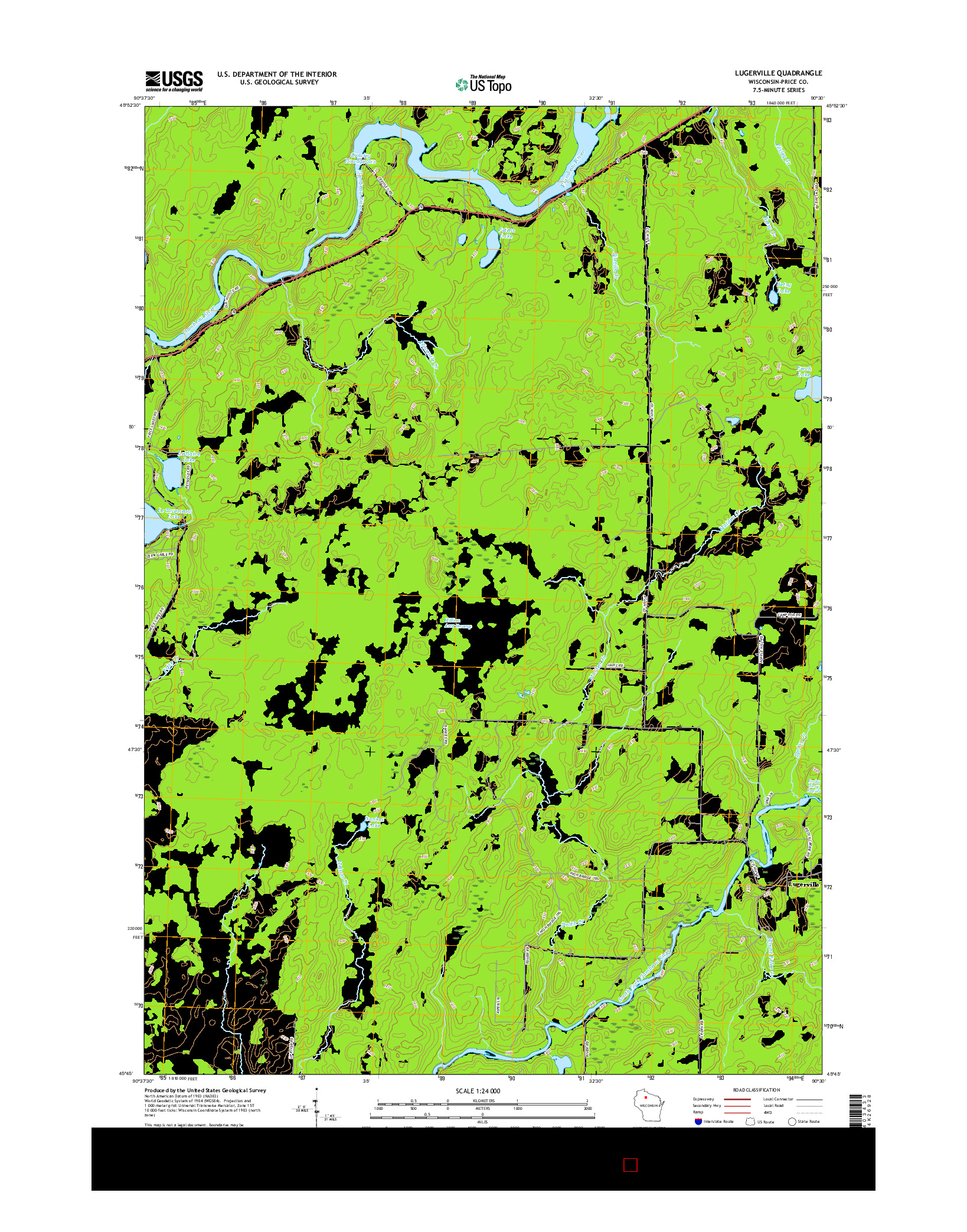 USGS US TOPO 7.5-MINUTE MAP FOR LUGERVILLE, WI 2015