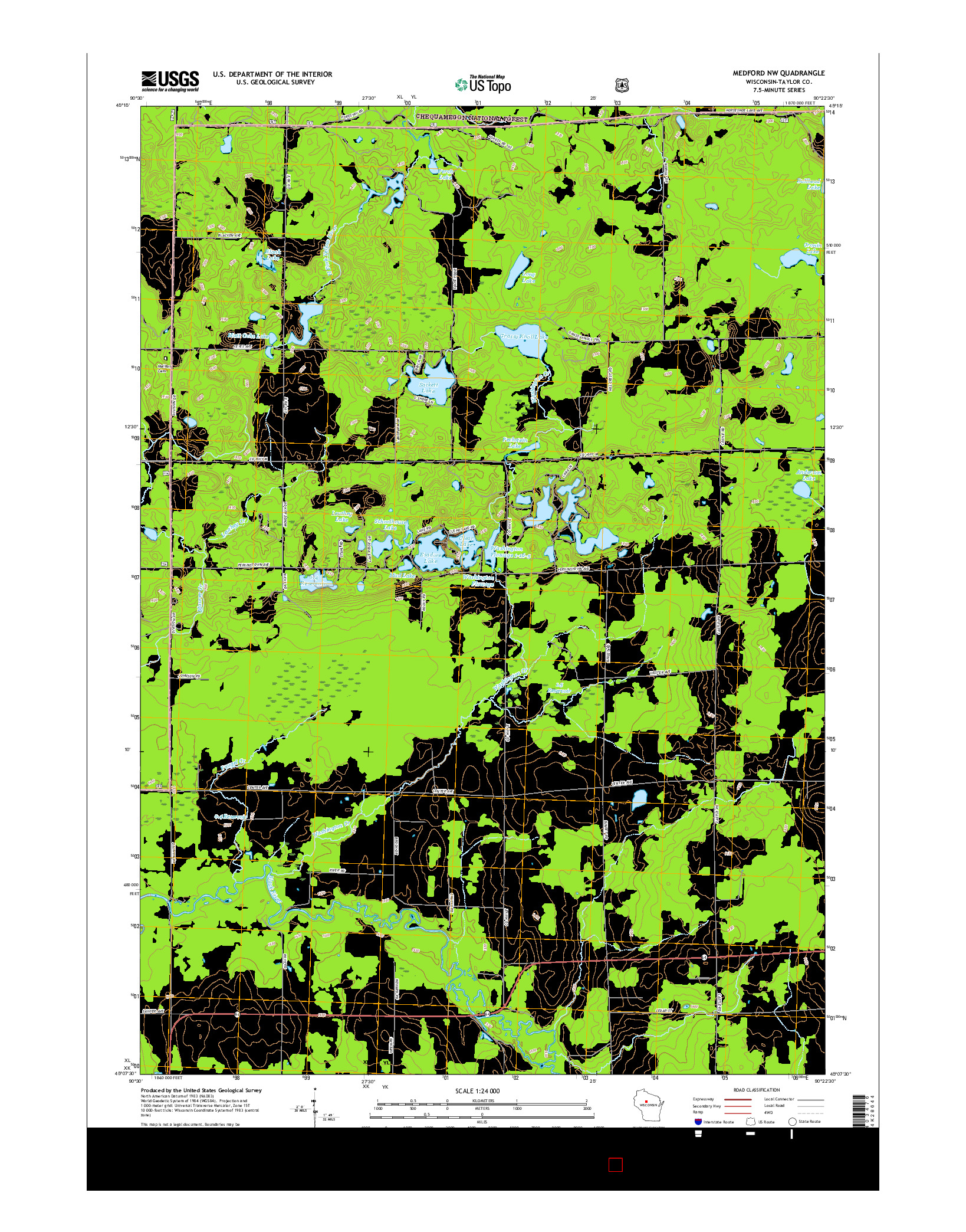 USGS US TOPO 7.5-MINUTE MAP FOR MEDFORD NW, WI 2015