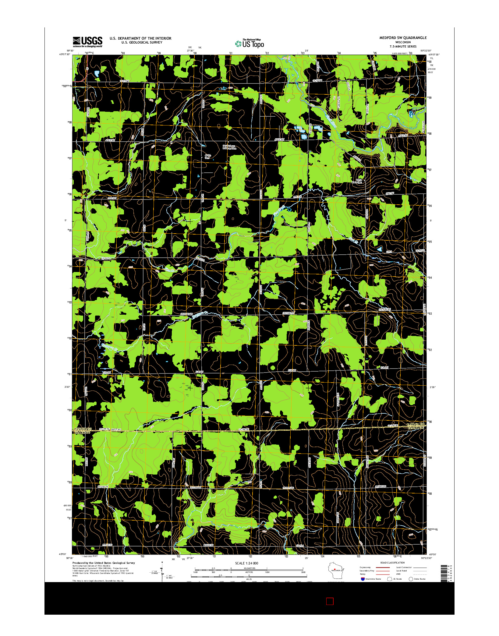 USGS US TOPO 7.5-MINUTE MAP FOR MEDFORD SW, WI 2015