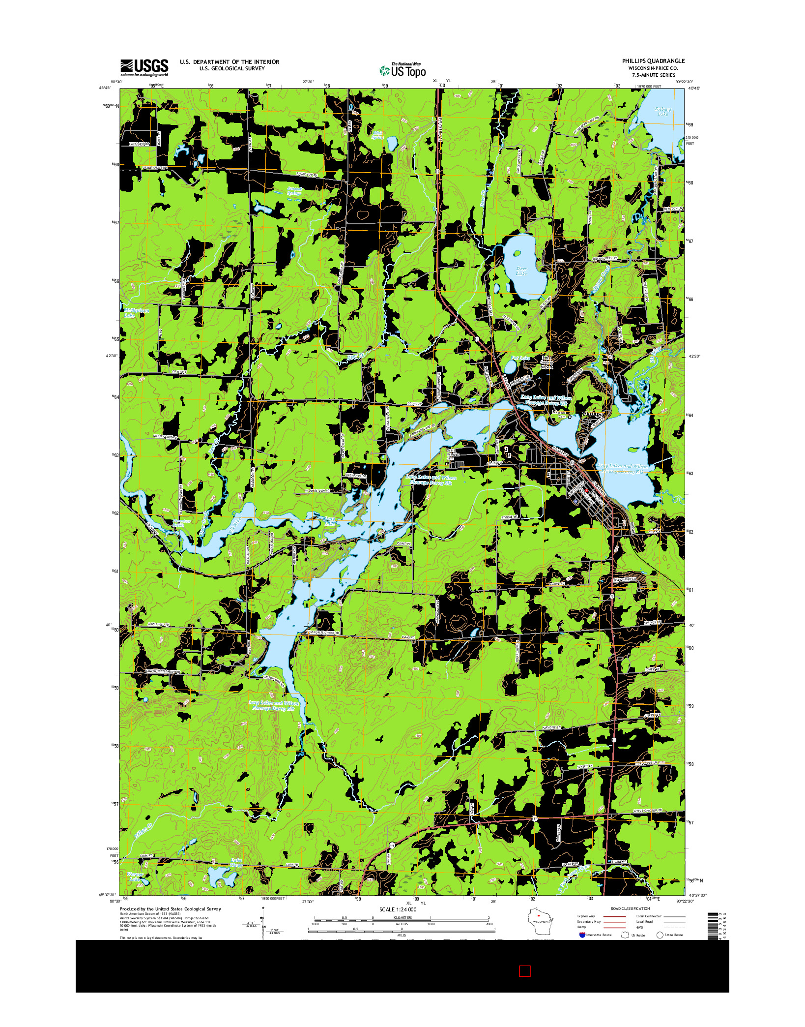USGS US TOPO 7.5-MINUTE MAP FOR PHILLIPS, WI 2015